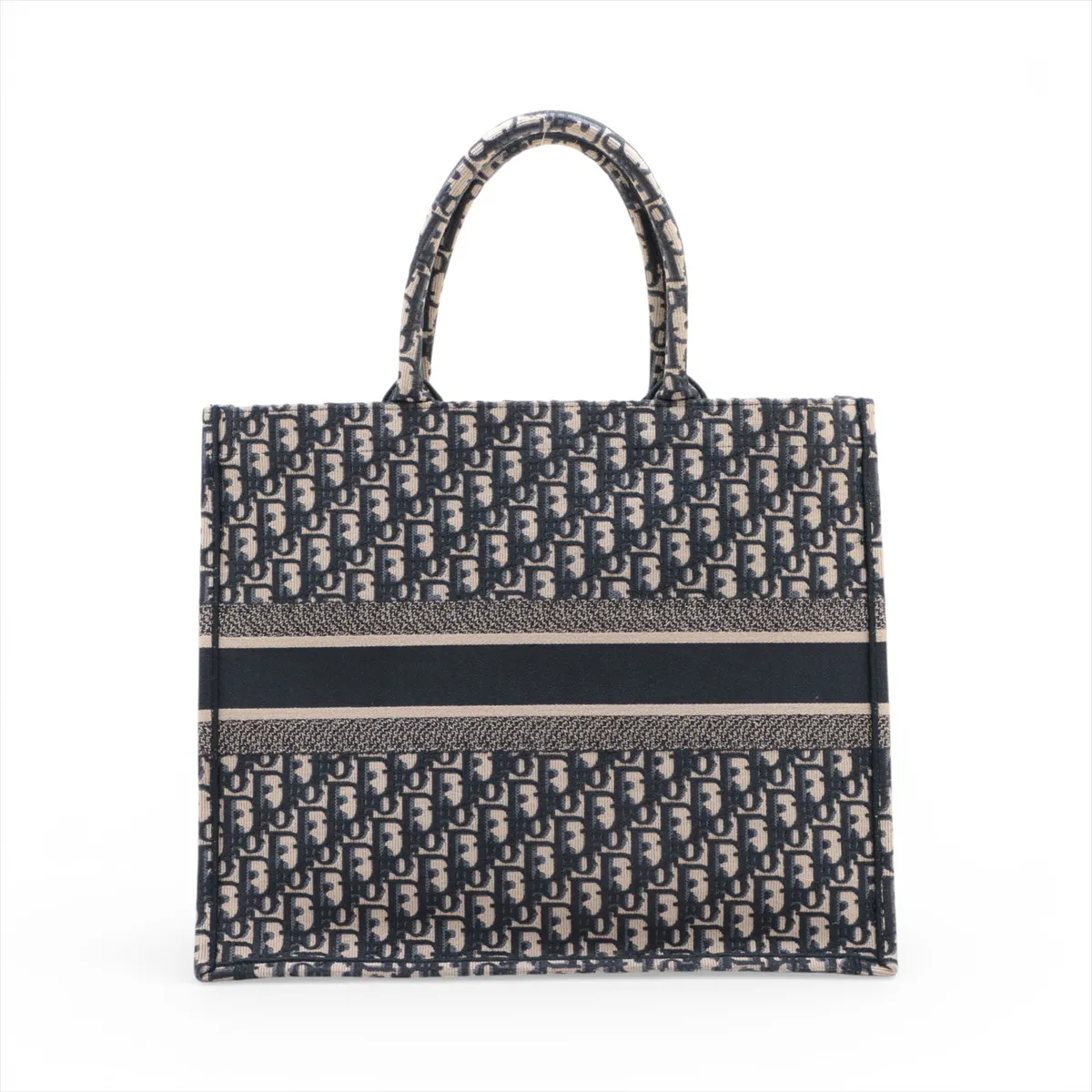 Oblique Book Tote Large Canvas Tote Bag Navy — view 2