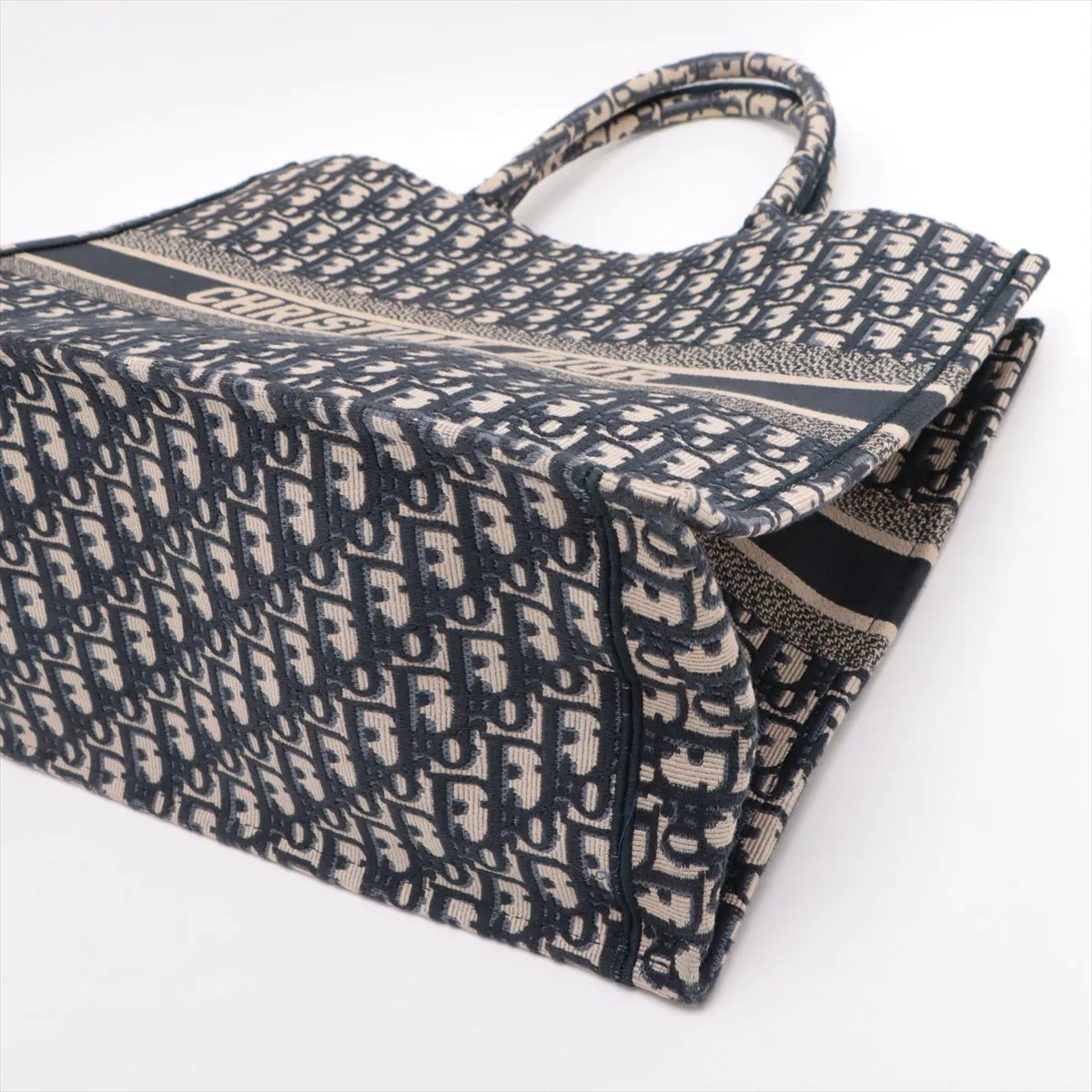 Oblique Book Tote Large Canvas Tote Bag Navy — view 3
