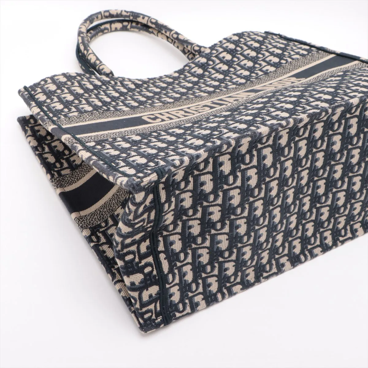 Oblique Book Tote Large Canvas Tote Bag Navy — view 4