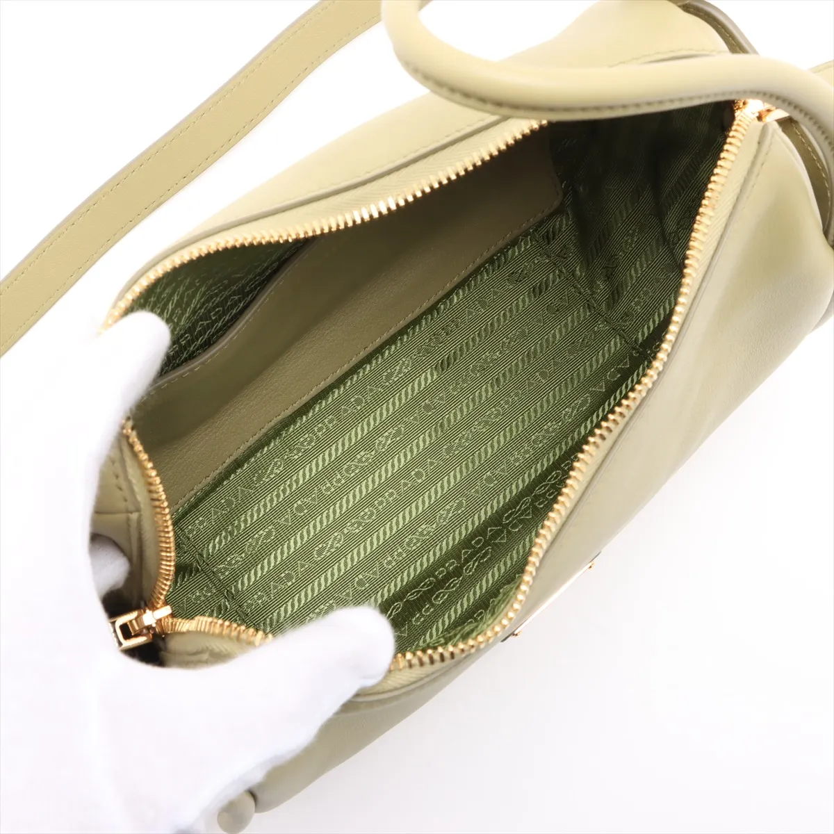 Soft Grain Darling Leather 2WAY Handbag Green 1BA451 — view 8