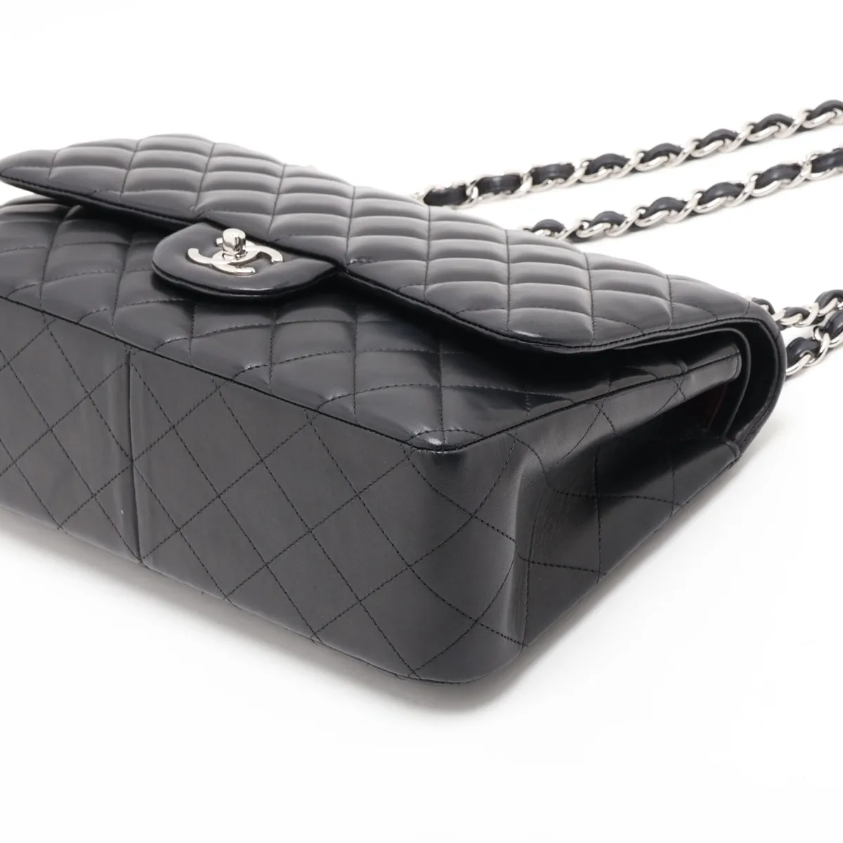 [Individually packaged] Chanel Large Matelassé 30 Lambskin Double Flap Double Chain Bag, Black with Gold Hardware, 17352254, Serial Number 17, A58600 — view 3
