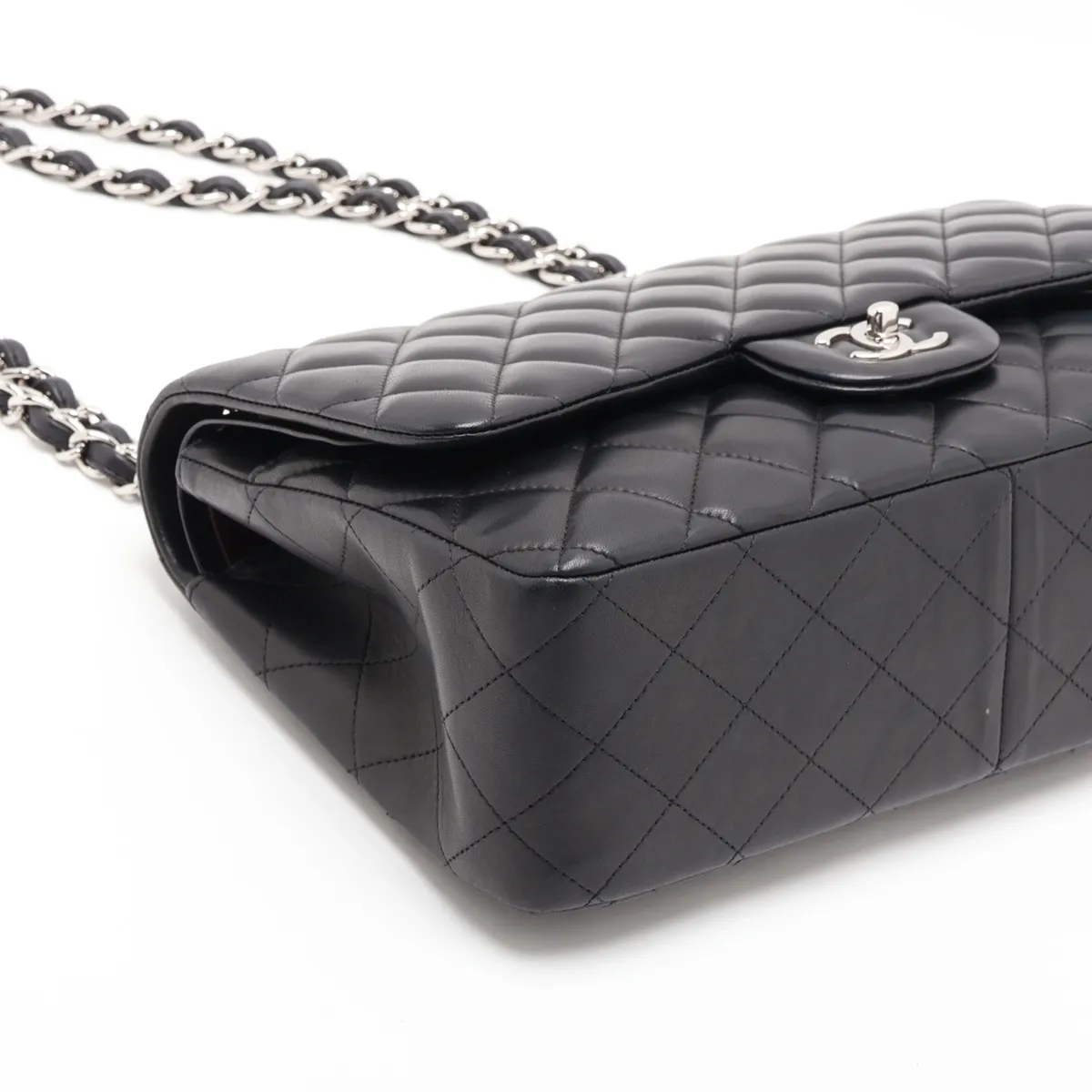 [Individually packaged] Chanel Large Matelassé 30 Lambskin Double Flap Double Chain Bag, Black with Gold Hardware, 17352254, Serial Number 17, A58600 — view 4