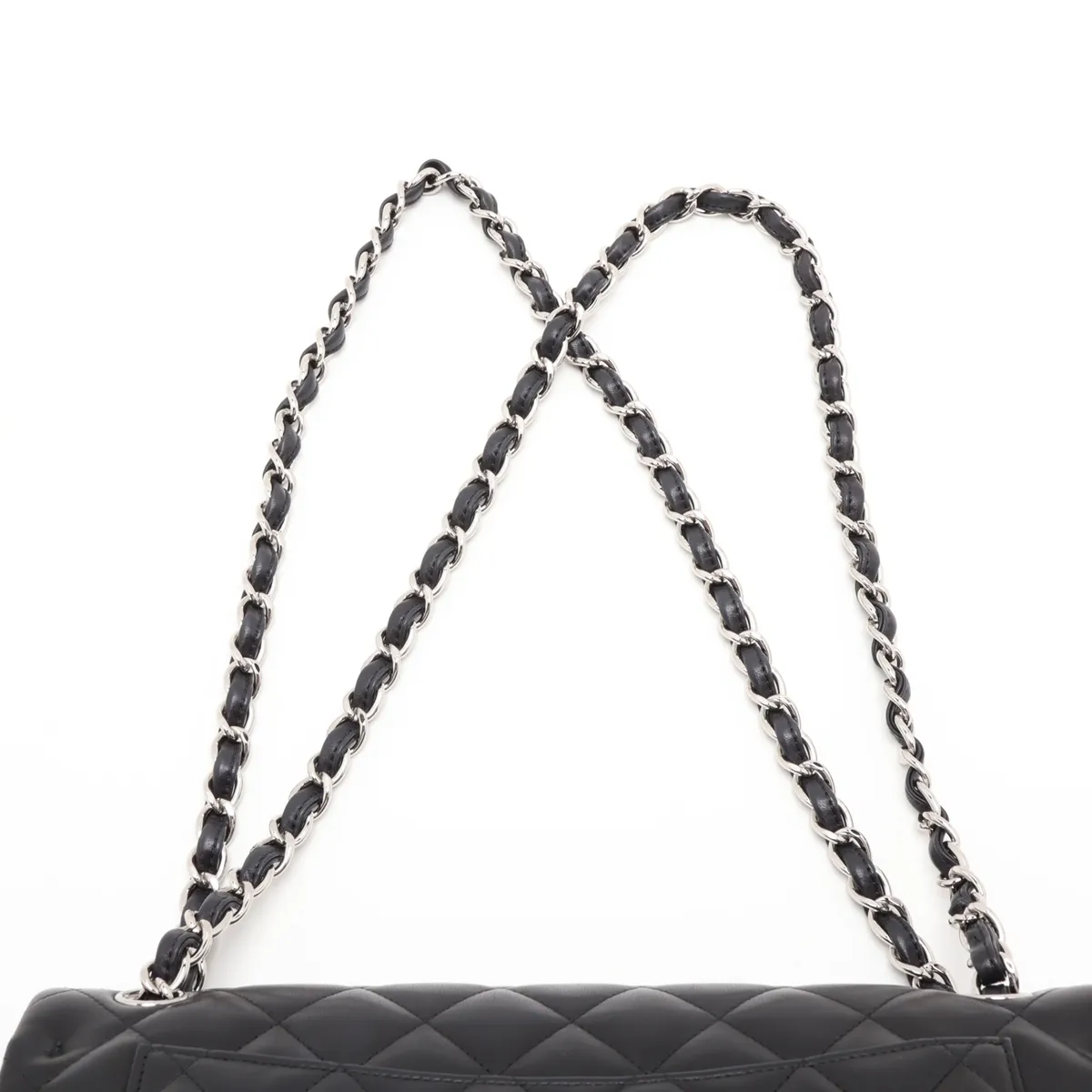 [Individually packaged] Chanel Large Matelassé 30 Lambskin Double Flap Double Chain Bag, Black with Gold Hardware, 17352254, Serial Number 17, A58600 — view 6