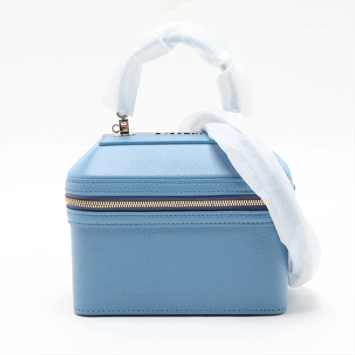 Serpenti Leather 2-Way Vanity Bag, Blue, with Mirror