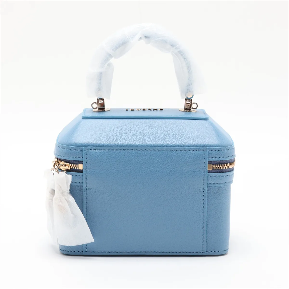 Serpenti Leather 2-Way Vanity Bag, Blue, with Mirror — view 2