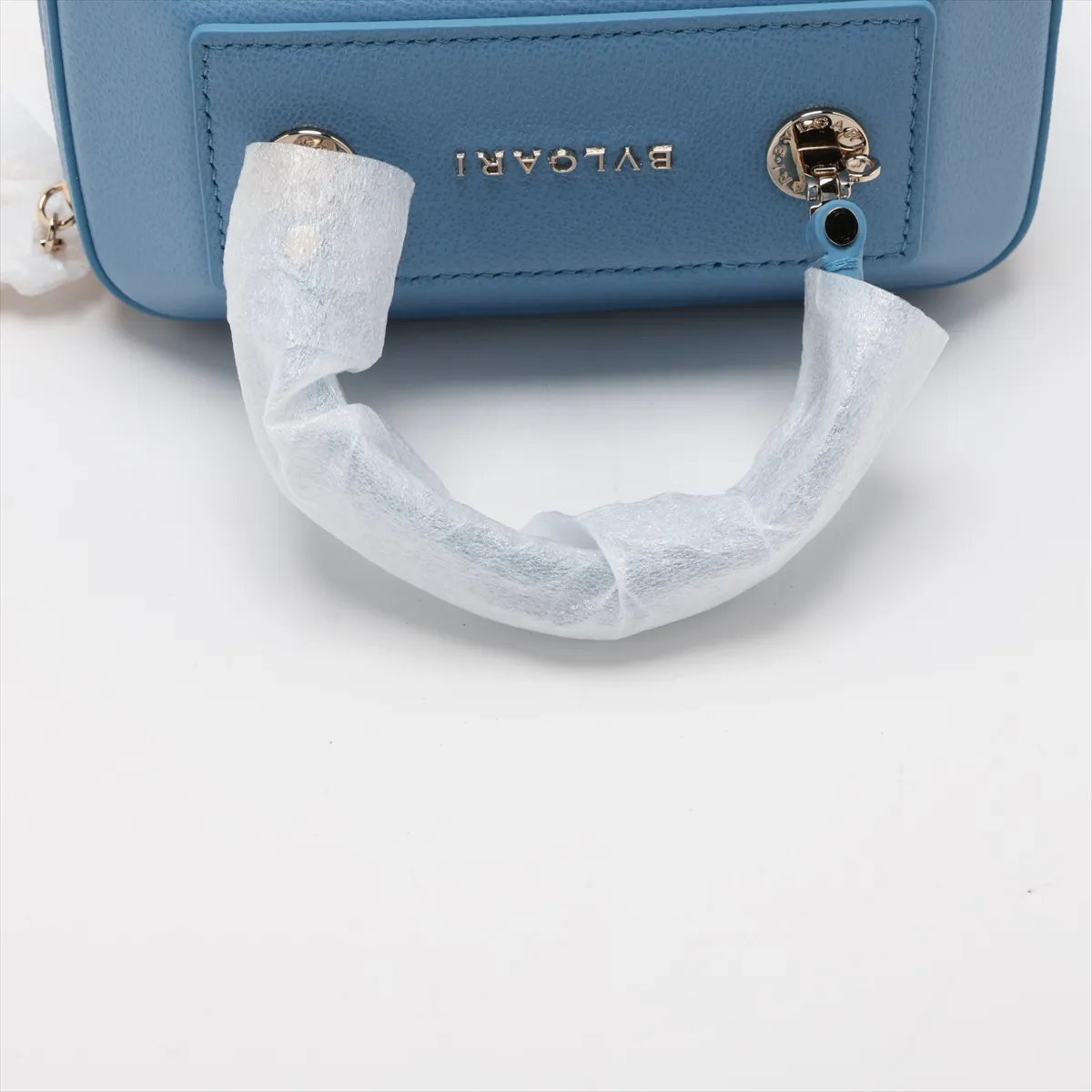 Serpenti Leather 2-Way Vanity Bag, Blue, with Mirror — view 5