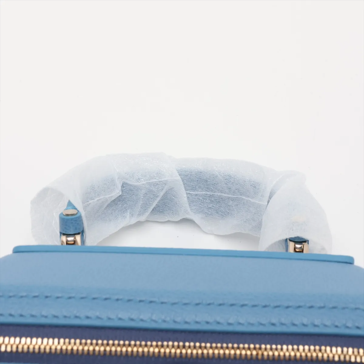 Serpenti Leather 2-Way Vanity Bag, Blue, with Mirror — view 6