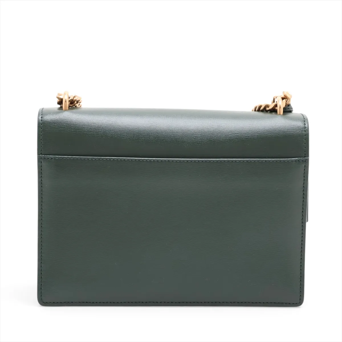 Sunset Leather Chain Shoulder Bag, Green, 442906 — view 2