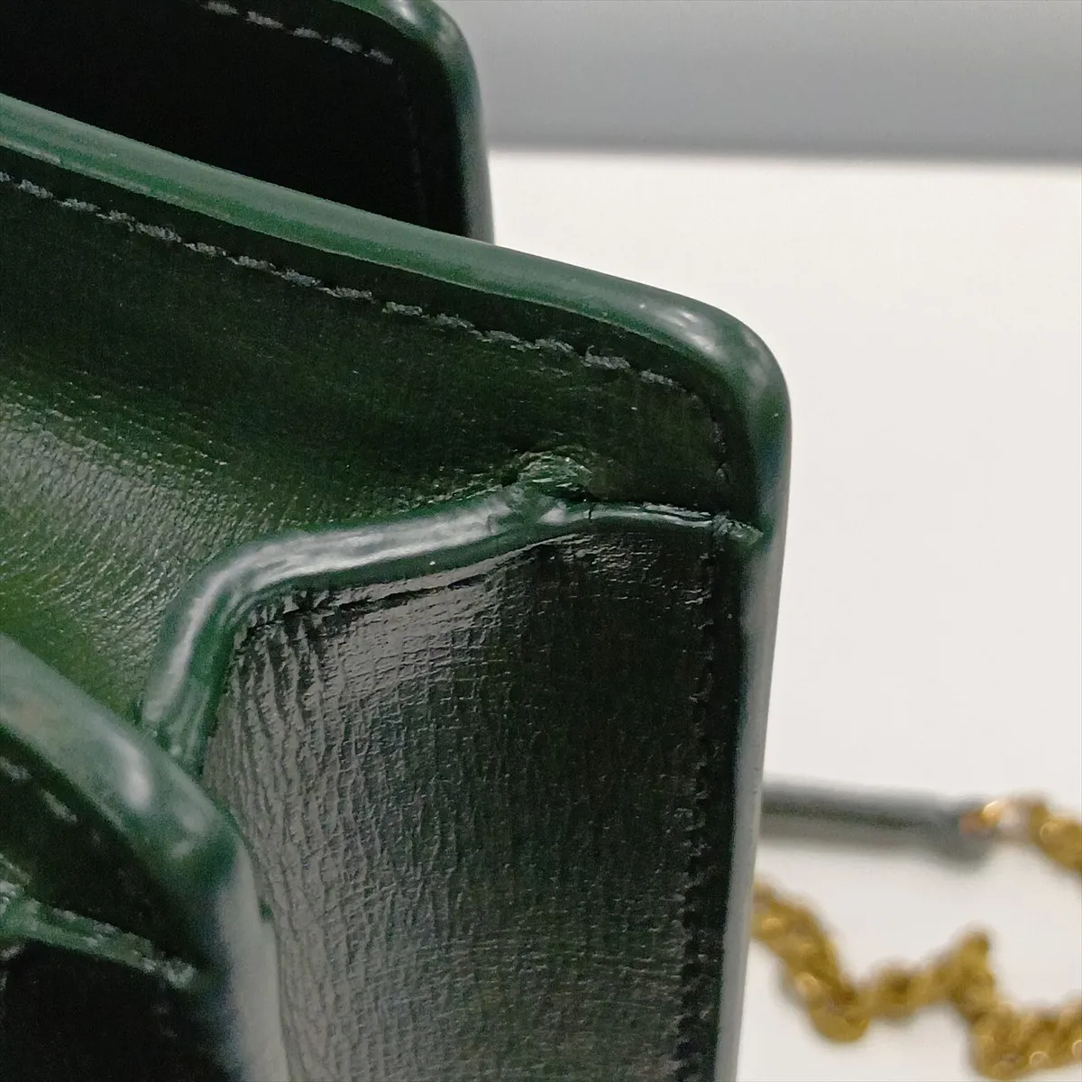 Sunset Leather Chain Shoulder Bag, Green, 442906 — view 14