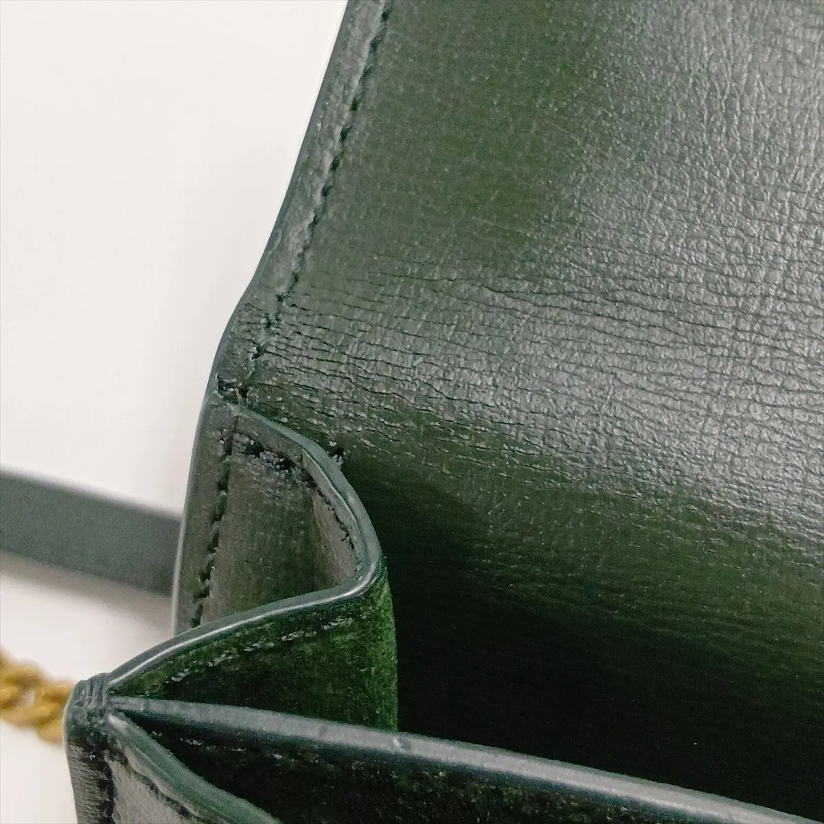 Sunset Leather Chain Shoulder Bag, Green, 442906 — view 15