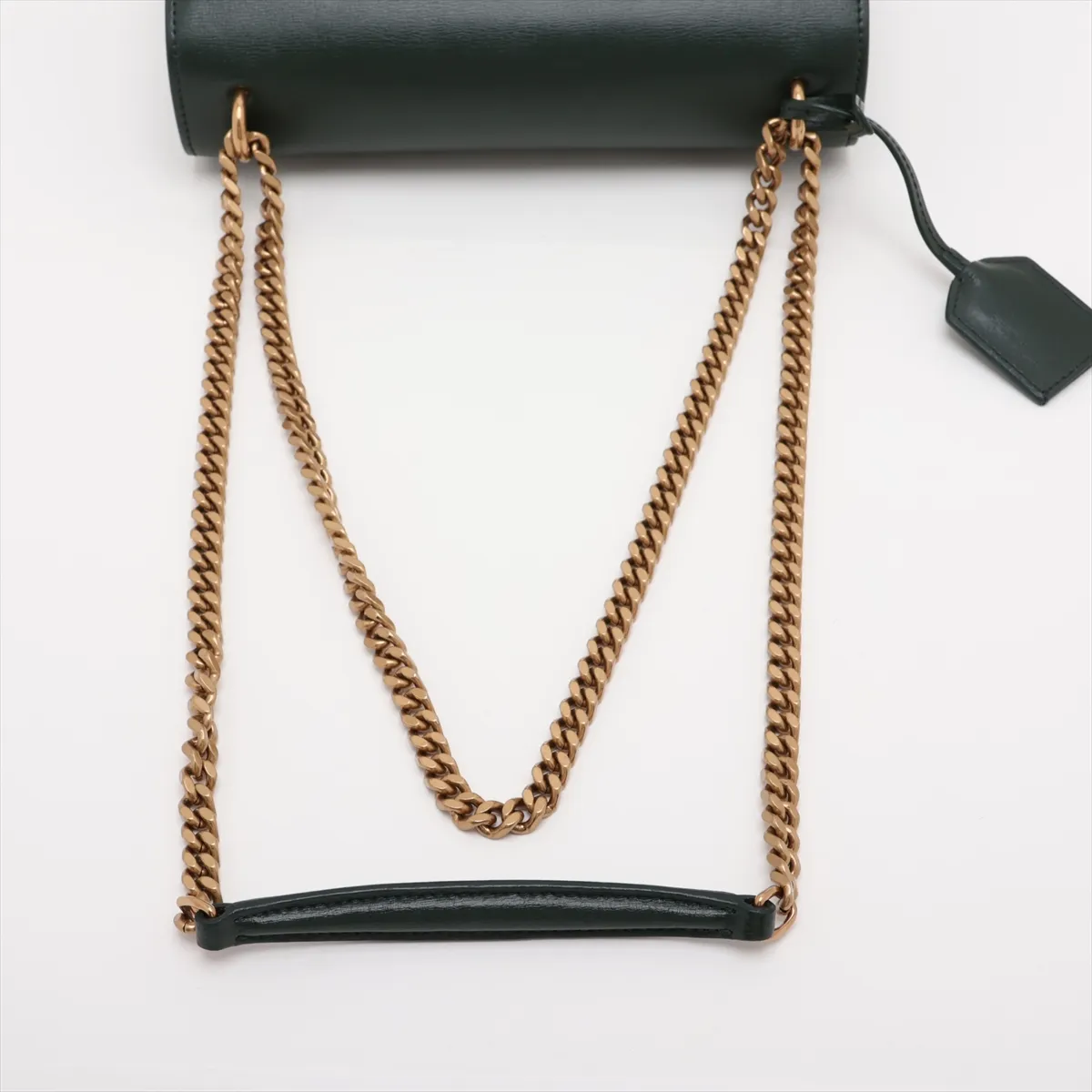 Sunset Leather Chain Shoulder Bag, Green, 442906 — view 5