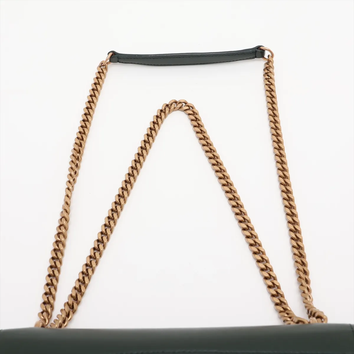 Sunset Leather Chain Shoulder Bag, Green, 442906 — view 6