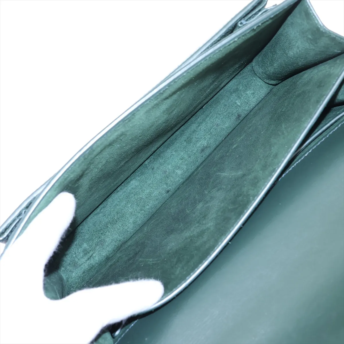 Sunset Leather Chain Shoulder Bag, Green, 442906 — view 8