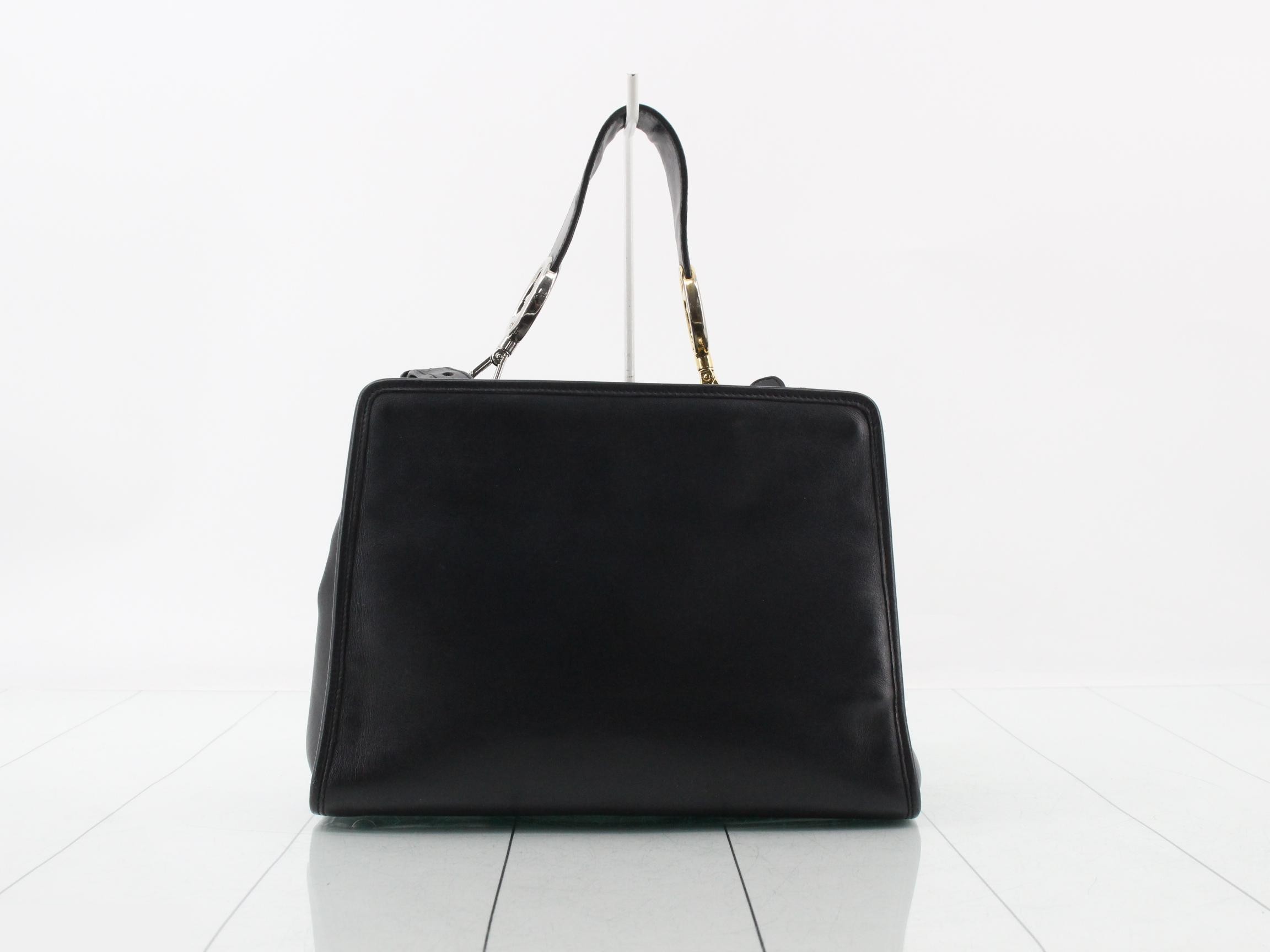 Runaway Leather 2-Way Hand/Shoulder Bag, Black — view 2