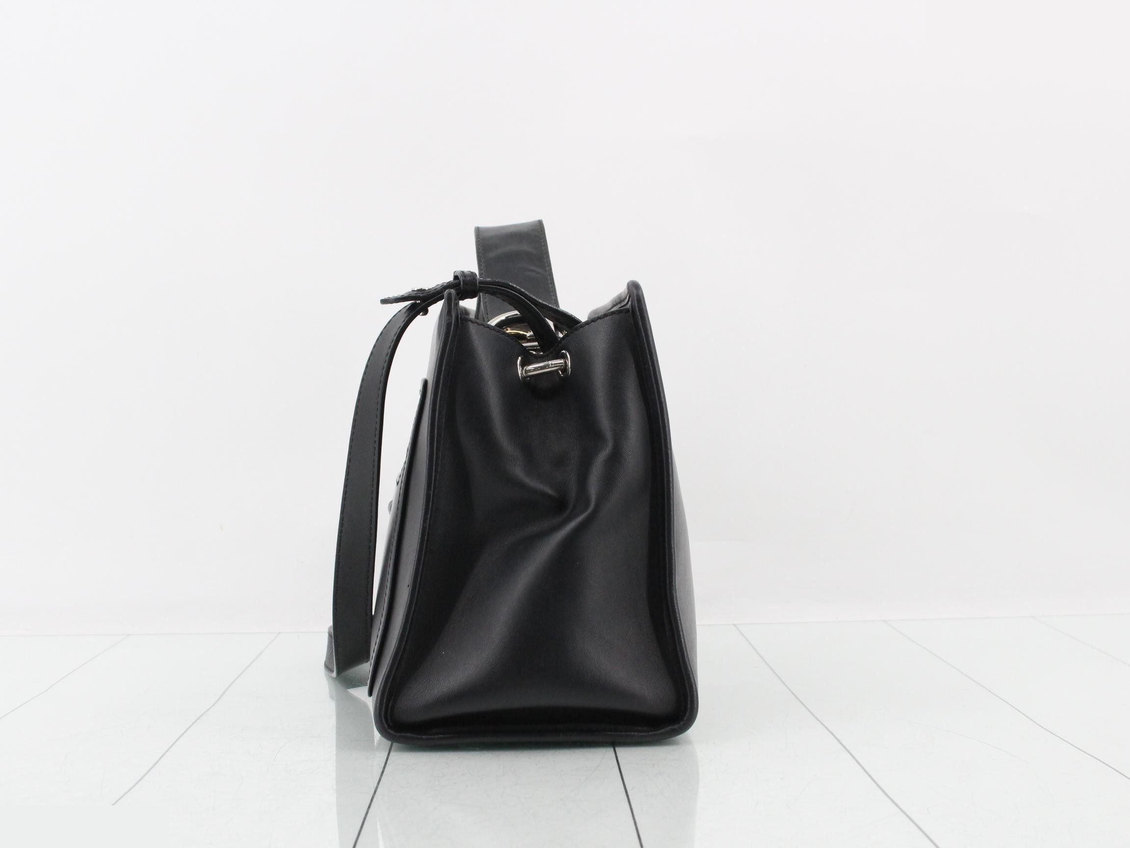Runaway Leather 2-Way Hand/Shoulder Bag, Black — view 3