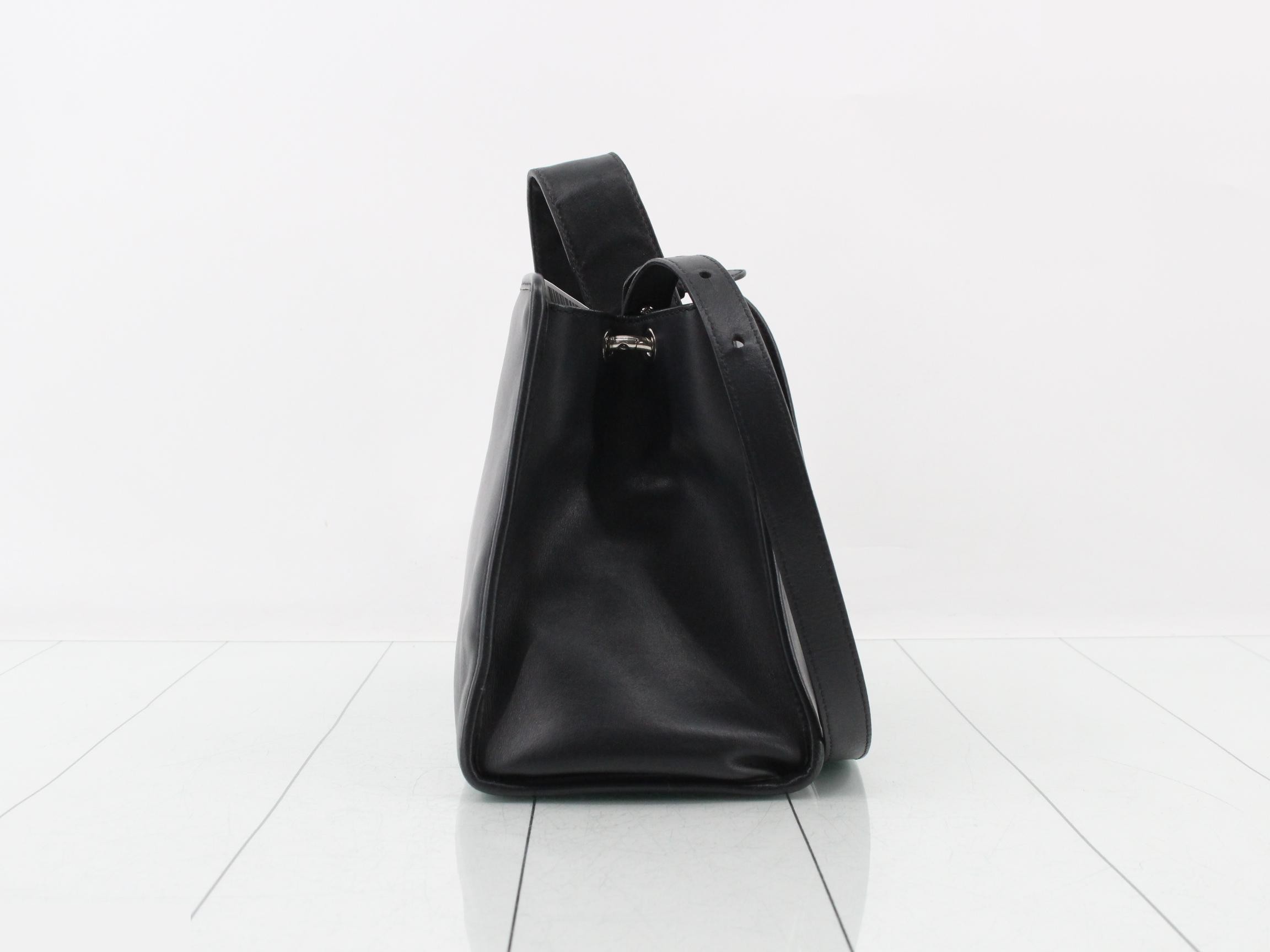 Runaway Leather 2-Way Hand/Shoulder Bag, Black — view 4