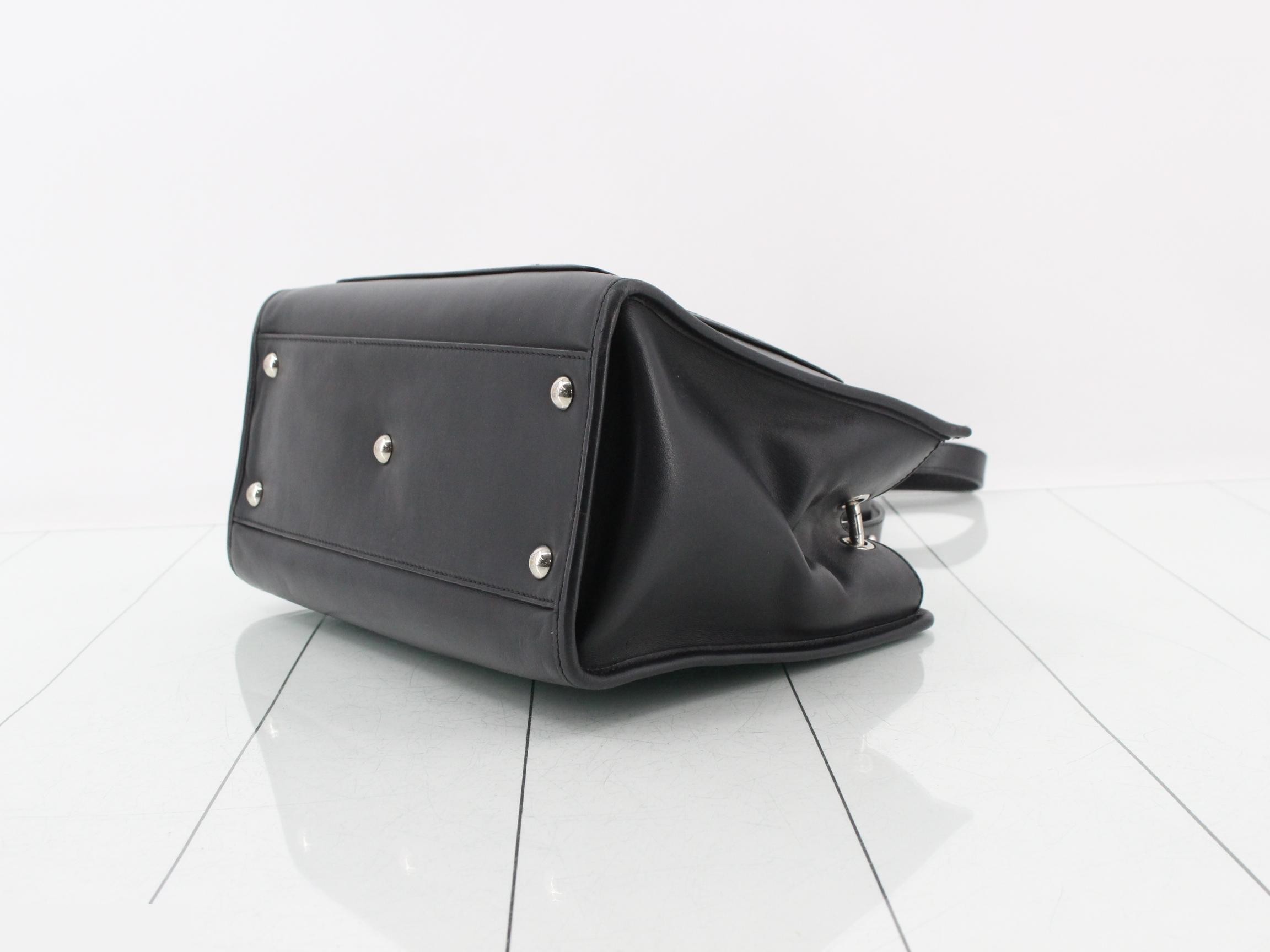 Runaway Leather 2-Way Hand/Shoulder Bag, Black — view 6