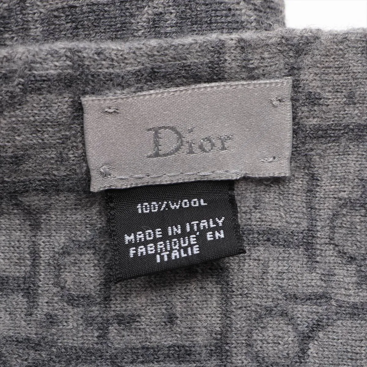 Oblique Scarf, Wool, Gray. Shows wear, — view 3
