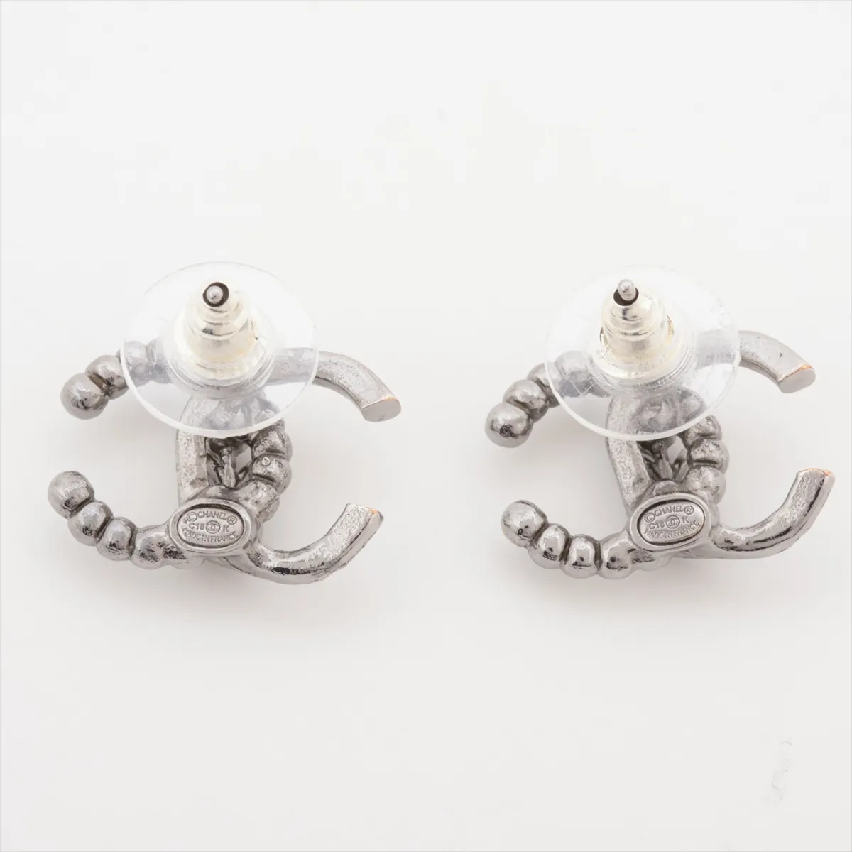 Coco Mark C18K Earrings (for both ears) GP x Rhinestone x Fake Pearl Silver — view 2
