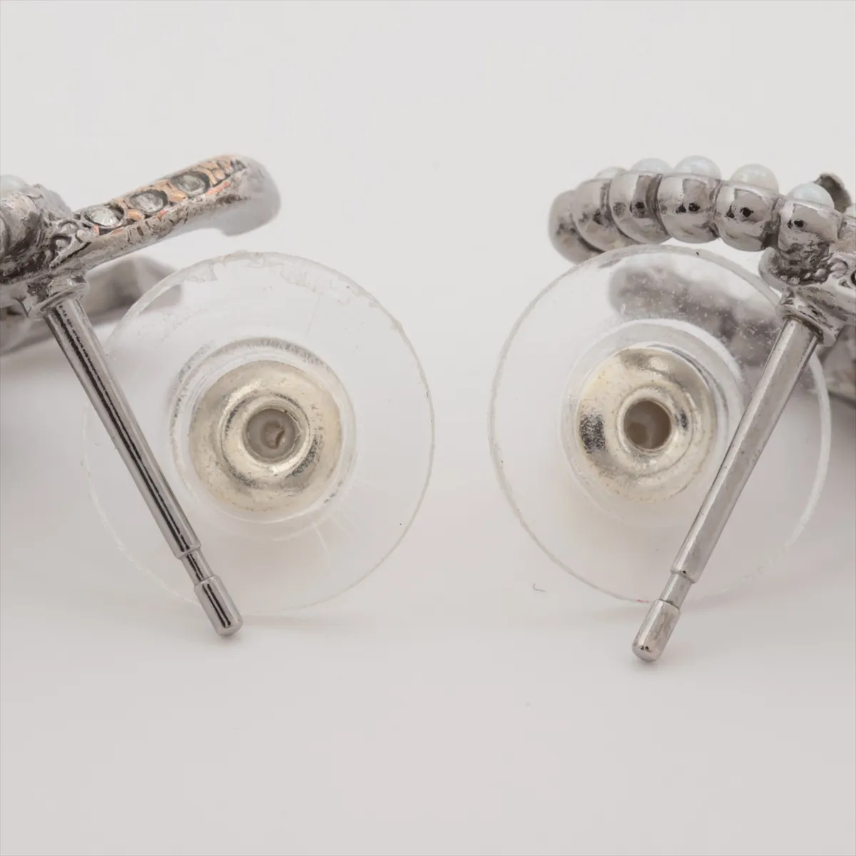 Coco Mark C18K Earrings (for both ears) GP x Rhinestone x Fake Pearl Silver — view 4
