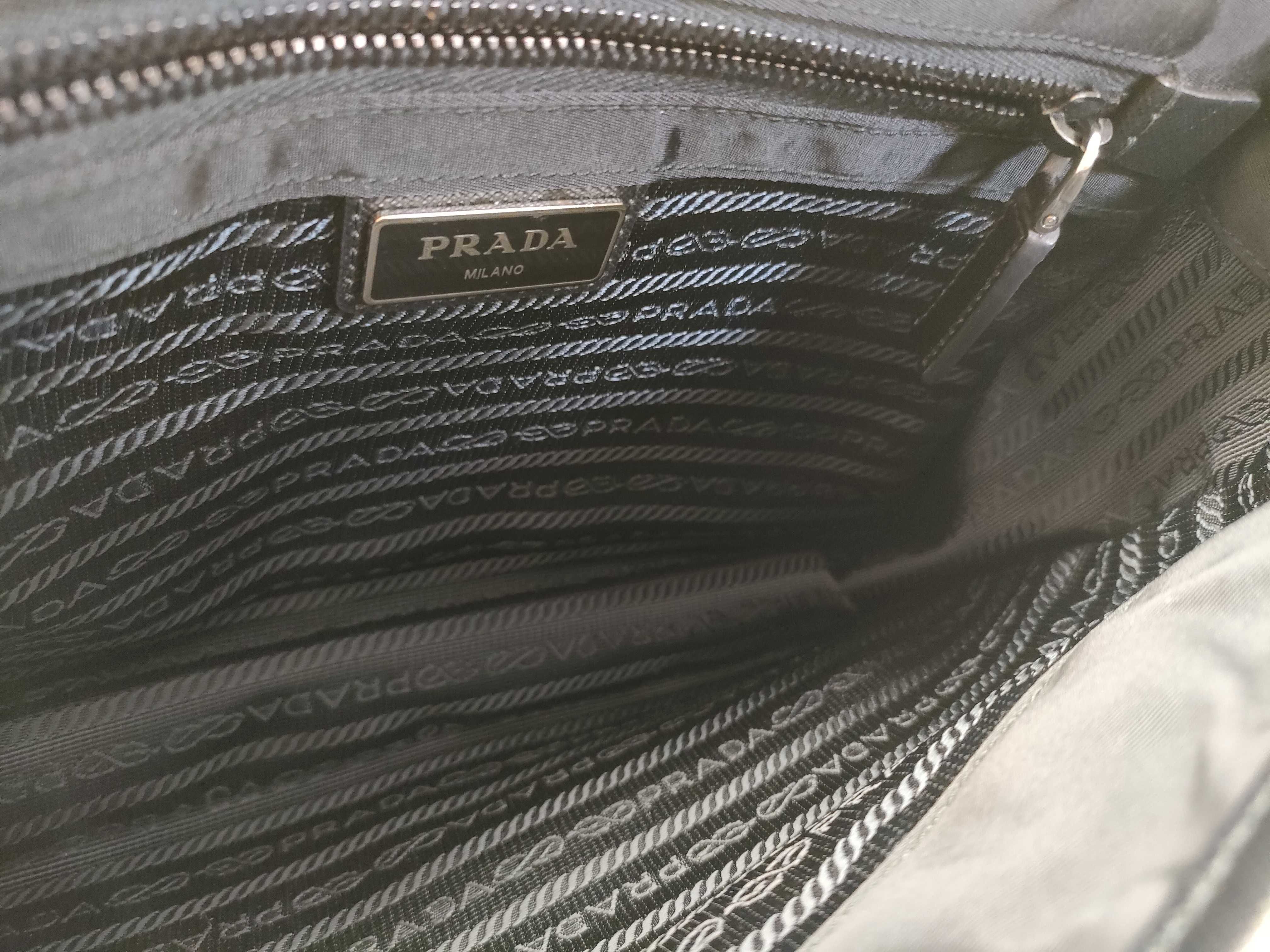 SG-Prada Messenger Bag Nylon x Leather Shoulder Bag Black — view 8