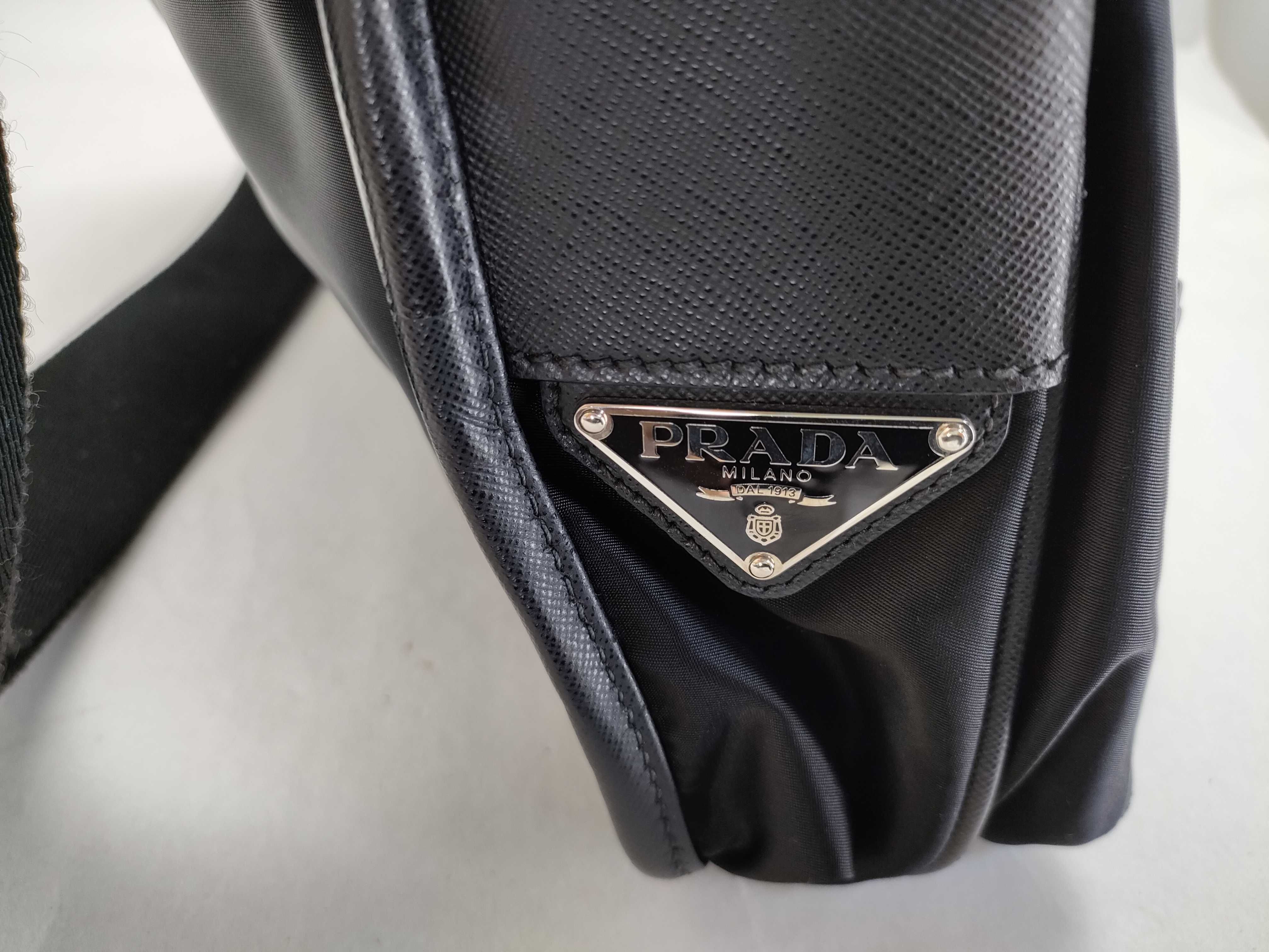 SG-Prada Messenger Bag Nylon x Leather Shoulder Bag Black — view 9