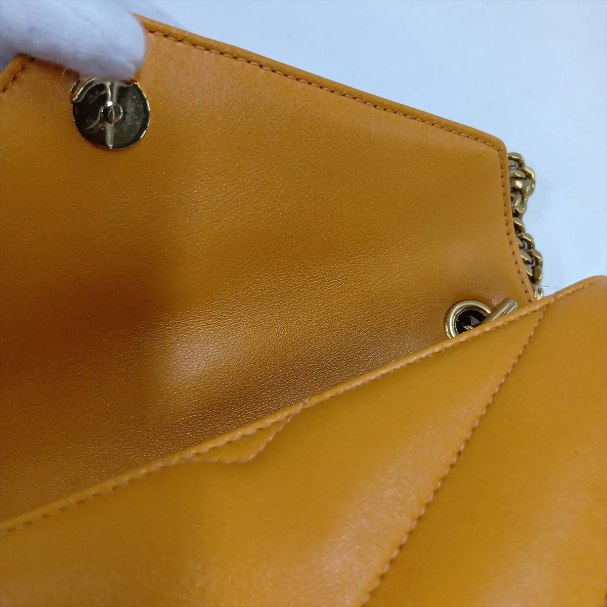 Loulou Toy Leather Chain Shoulder Bag, Orange, 821749 — view 15