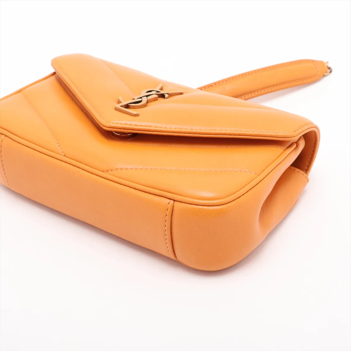 Loulou Toy Leather Chain Shoulder Bag, Orange, 821749 — view 3