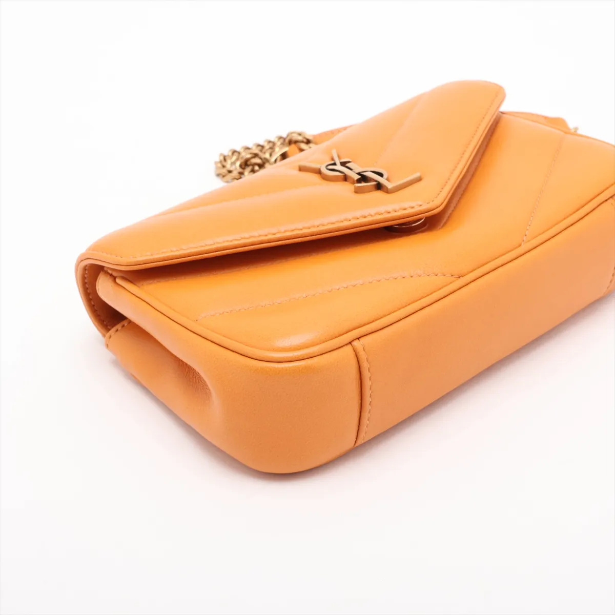 Loulou Toy Leather Chain Shoulder Bag, Orange, 821749 — view 4