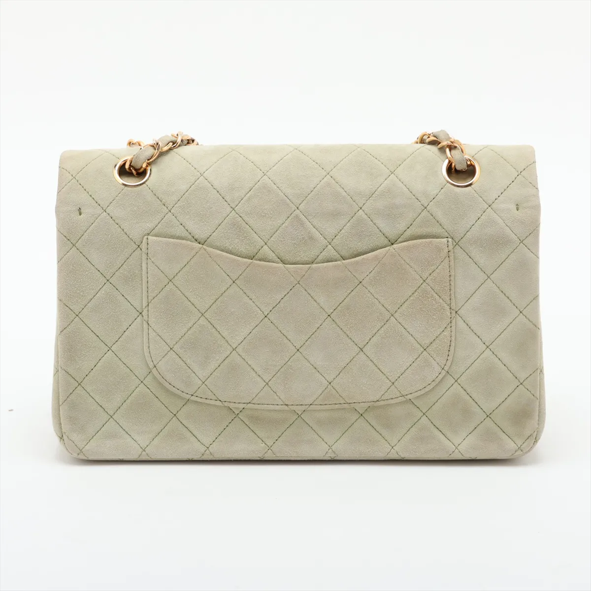 Matelassé 25 Suede Double Flap Double Chain Bag, Green, Gold Hardware, 2692767, Series 2, A01112 — view 2