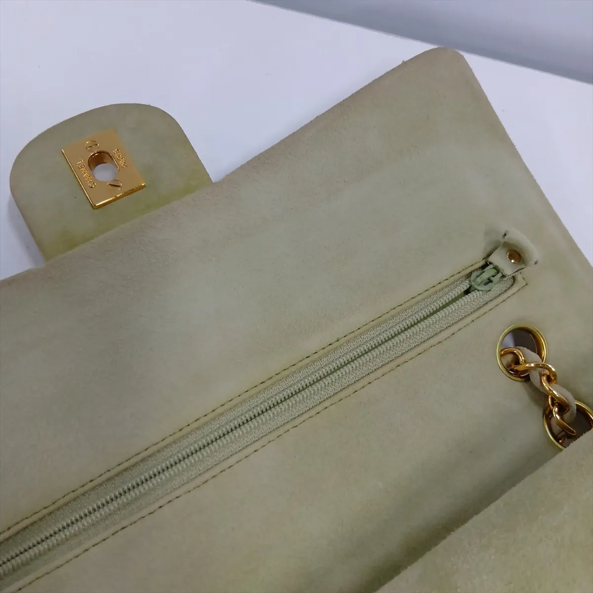 Matelassé 25 Suede Double Flap Double Chain Bag, Green, Gold Hardware, 2692767, Series 2, A01112 — view 15