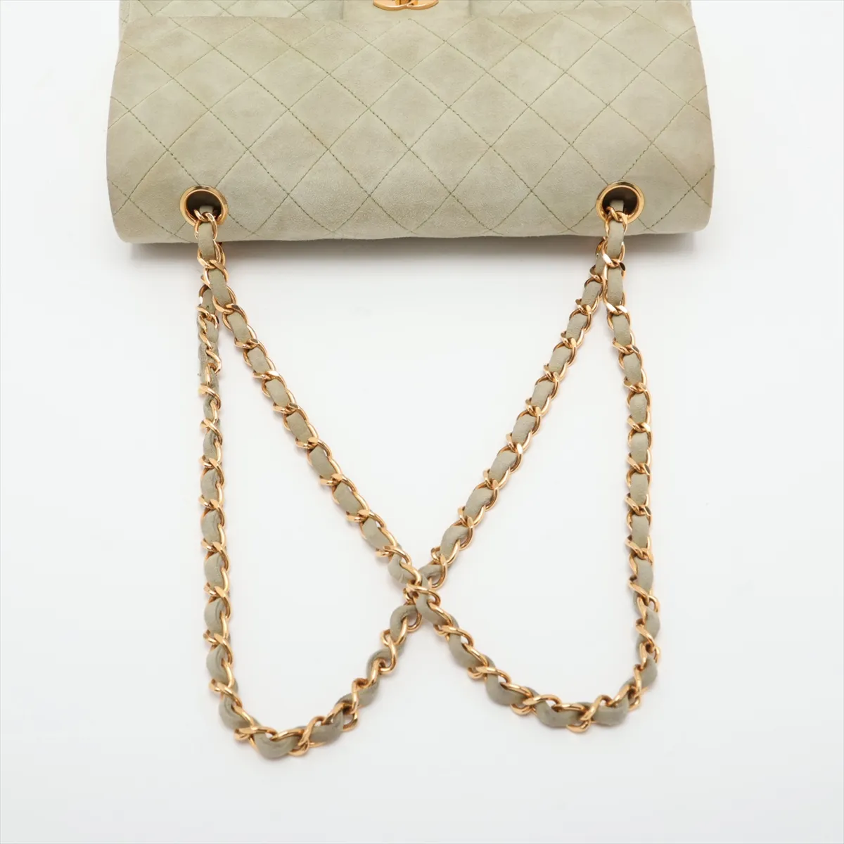 Matelassé 25 Suede Double Flap Double Chain Bag, Green, Gold Hardware, 2692767, Series 2, A01112 — view 5