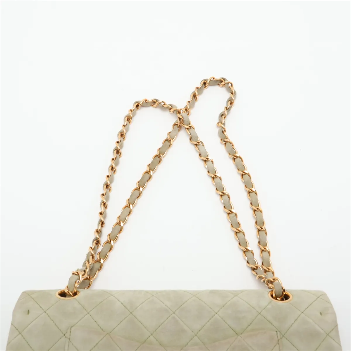 Matelassé 25 Suede Double Flap Double Chain Bag, Green, Gold Hardware, 2692767, Series 2, A01112 — view 6