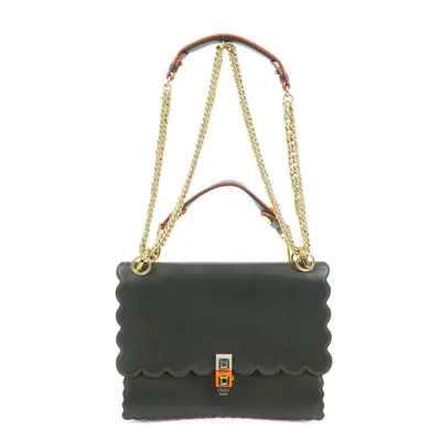 KAN I Leather 2Way Bag Chain Shoulder Bag Green Orange 8BT283