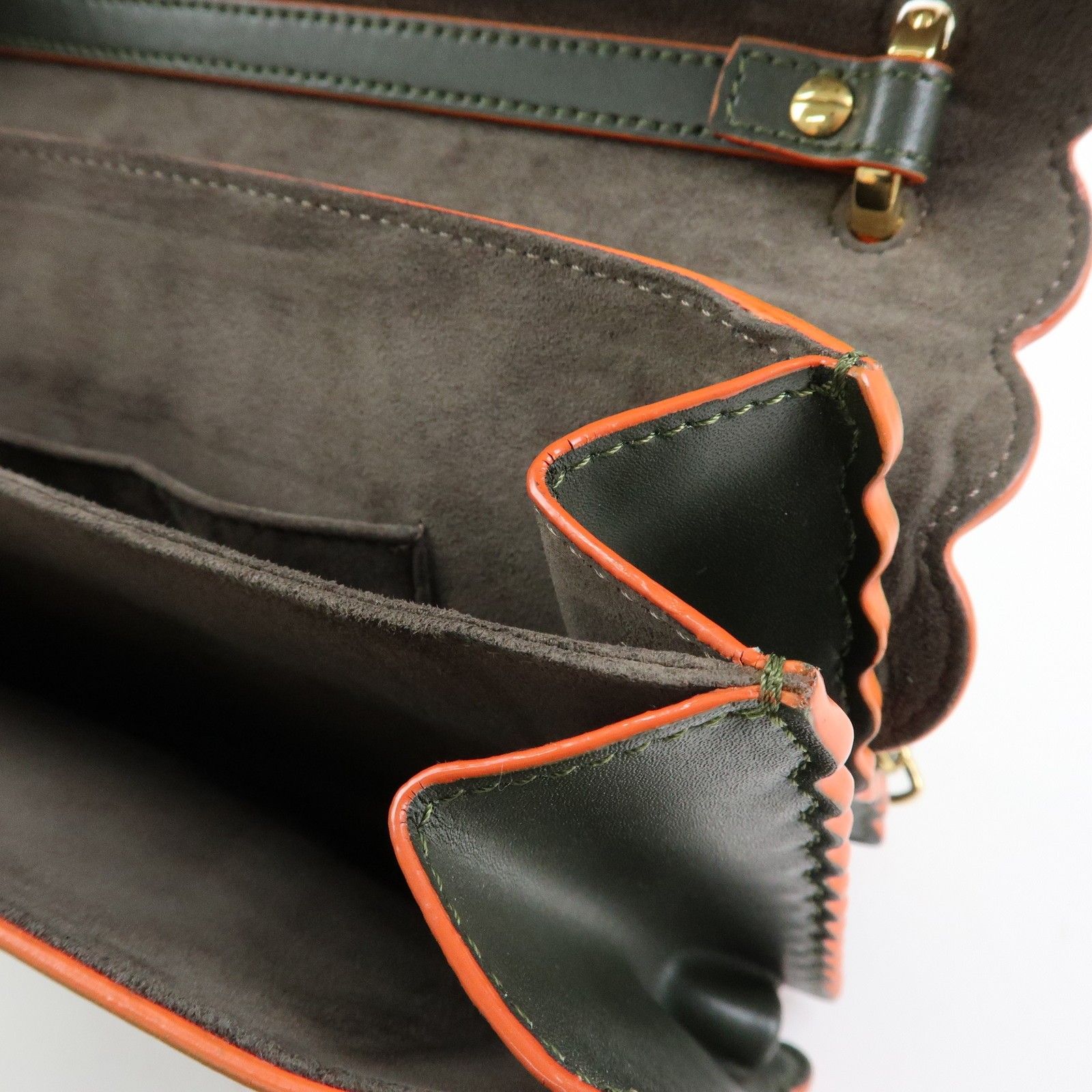 KAN I Leather 2Way Bag Chain Shoulder Bag Green Orange 8BT283 — view 21