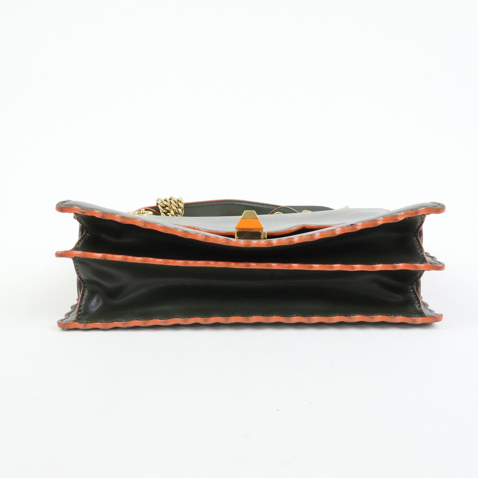 KAN I Leather 2Way Bag Chain Shoulder Bag Green Orange 8BT283 — view 5
