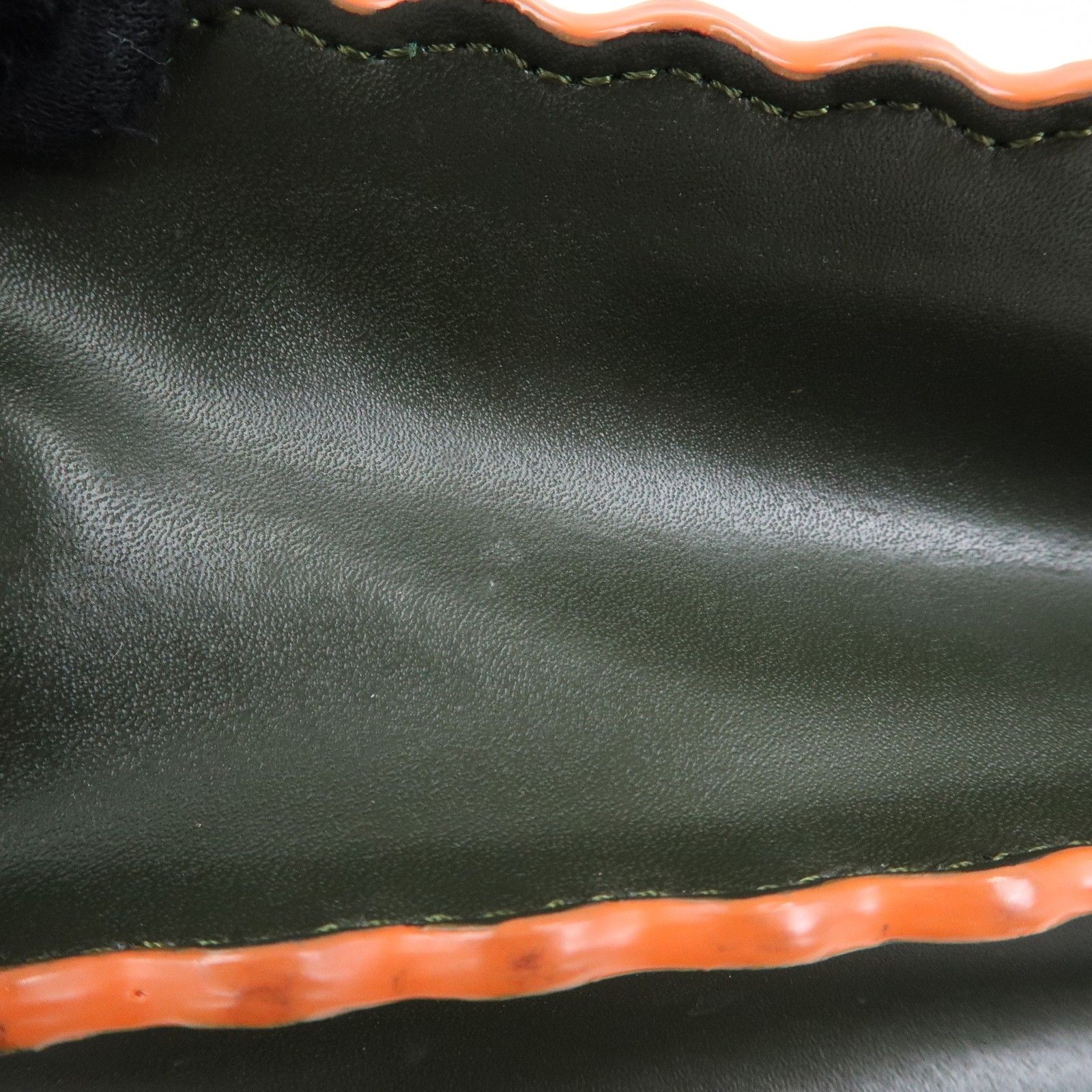 KAN I Leather 2Way Bag Chain Shoulder Bag Green Orange 8BT283 — view 6