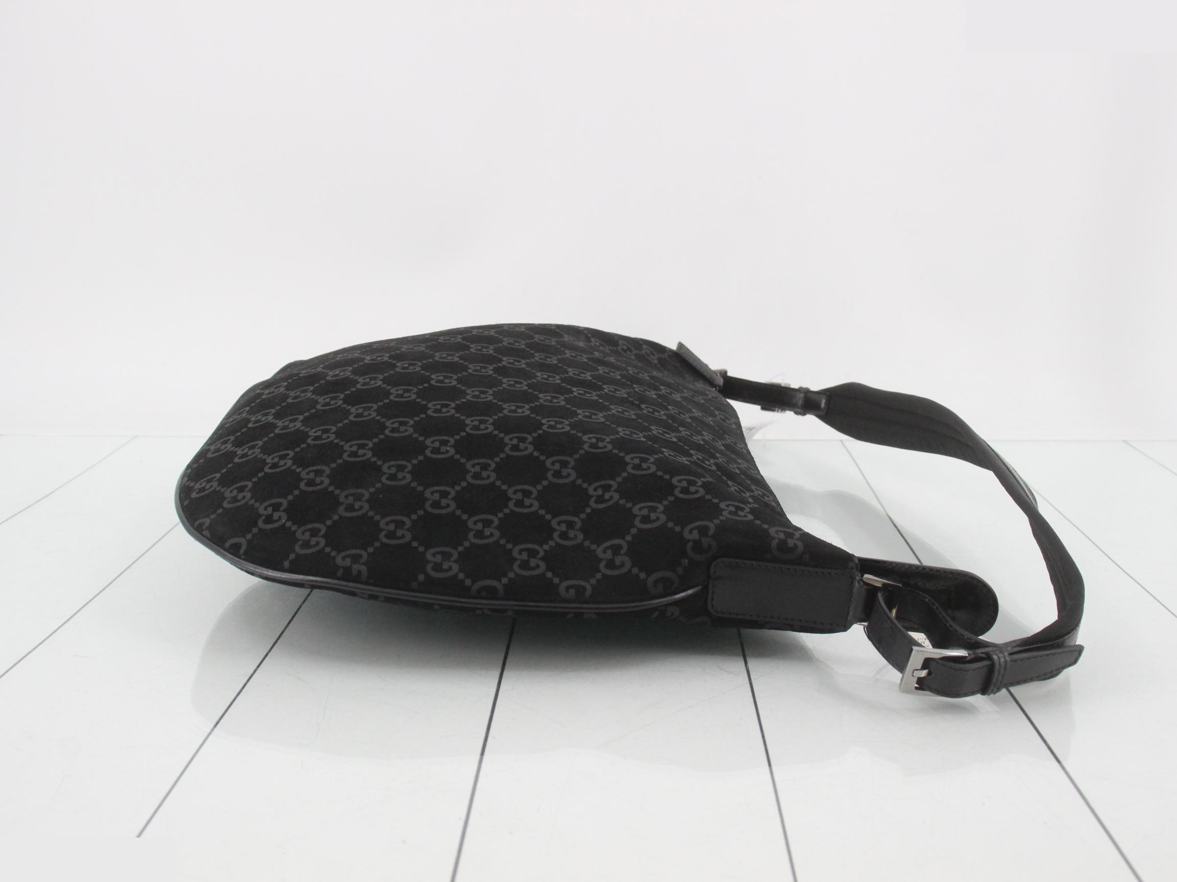 One-shoulder bag, GG pattern, suede, black — view 3