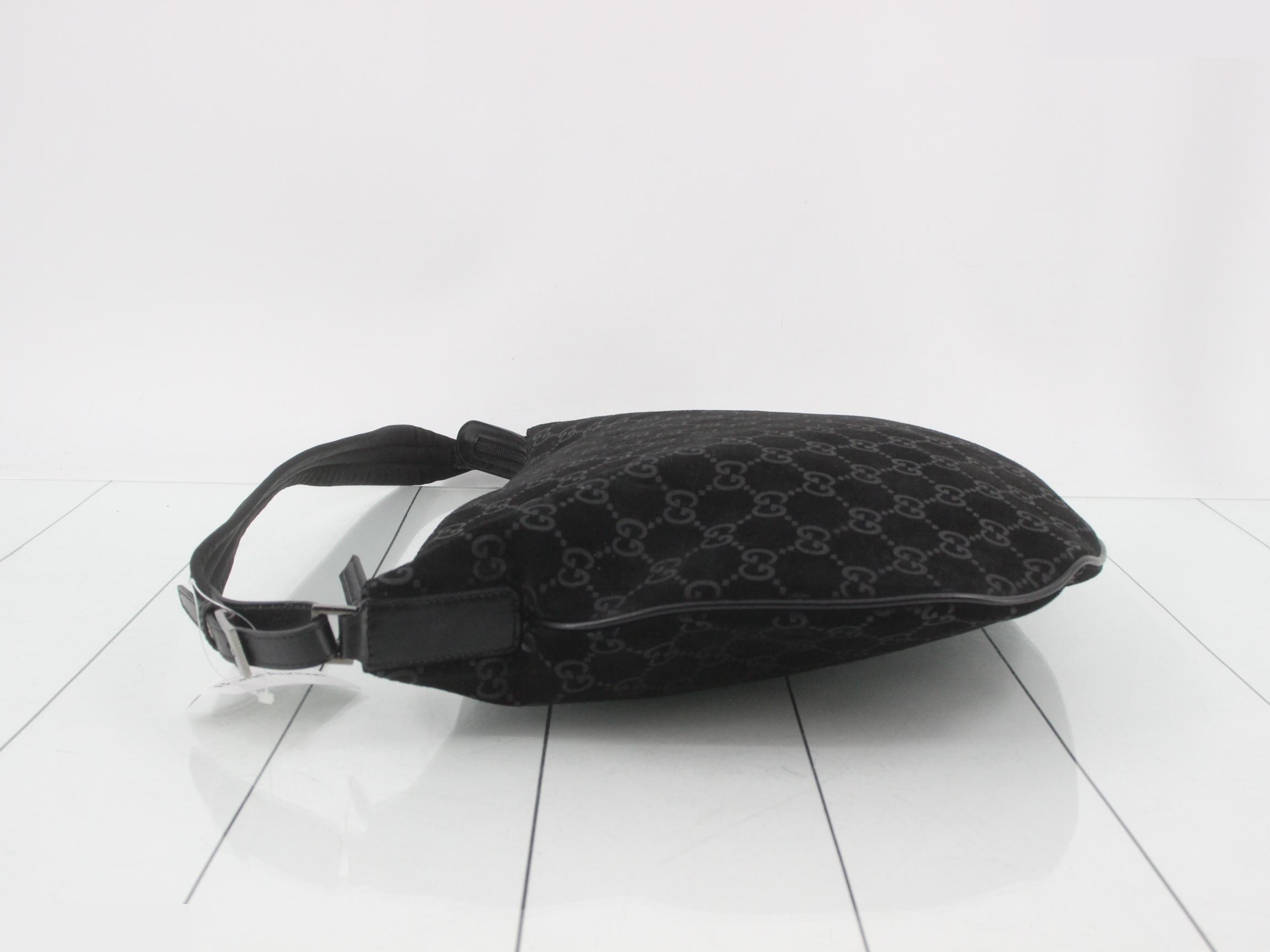 One-shoulder bag, GG pattern, suede, black — view 4