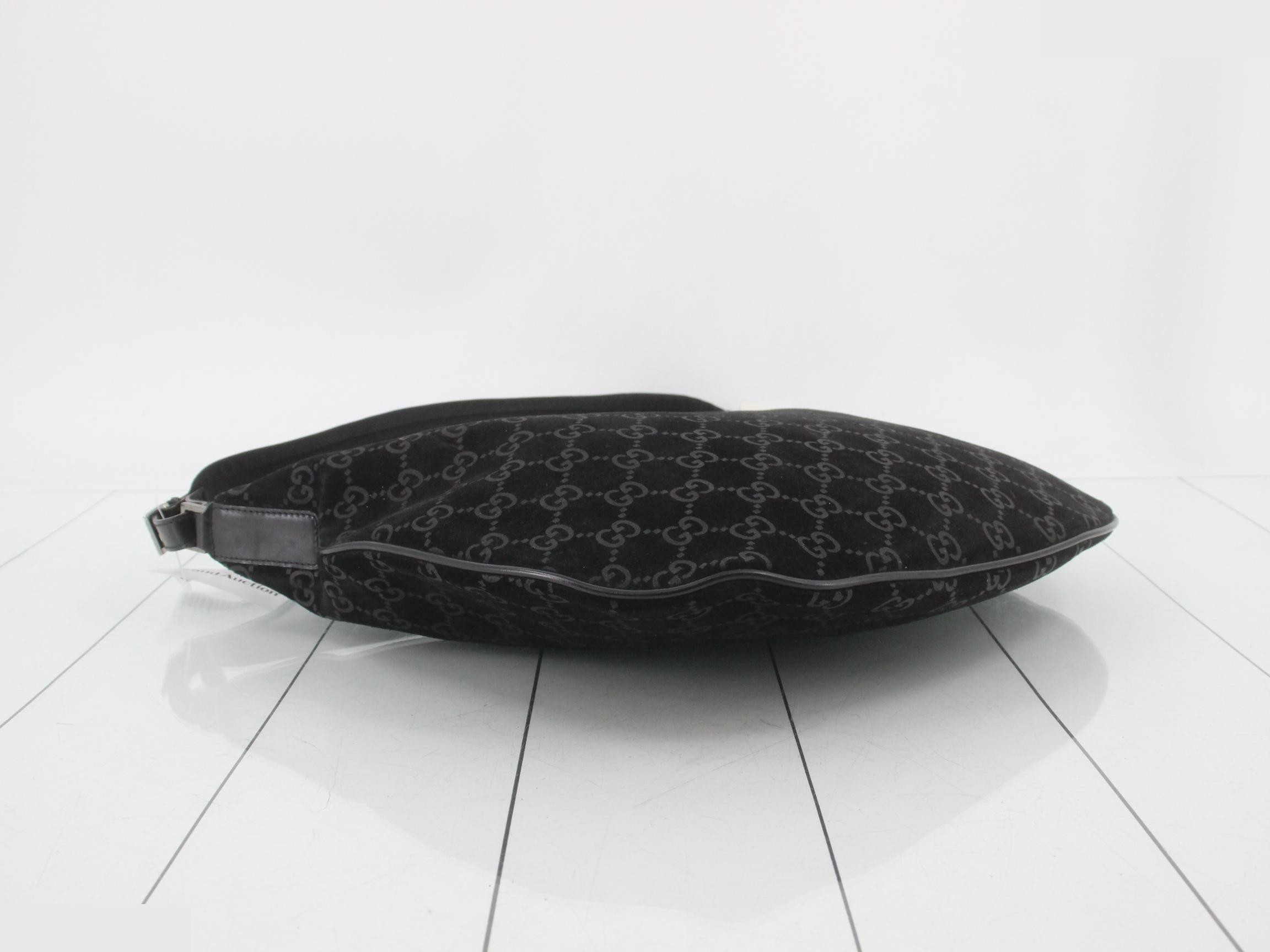 One-shoulder bag, GG pattern, suede, black — view 5