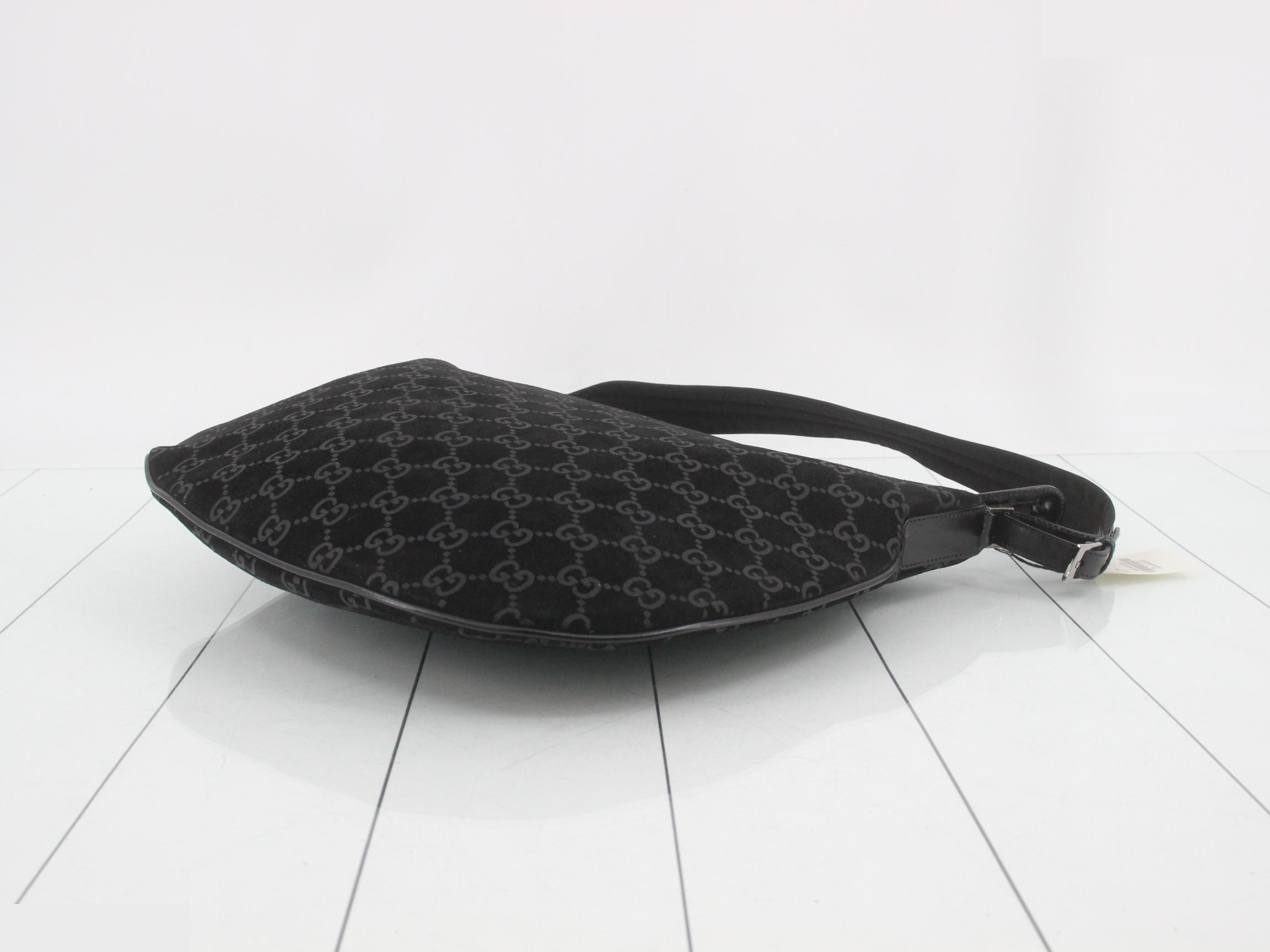 One-shoulder bag, GG pattern, suede, black — view 6