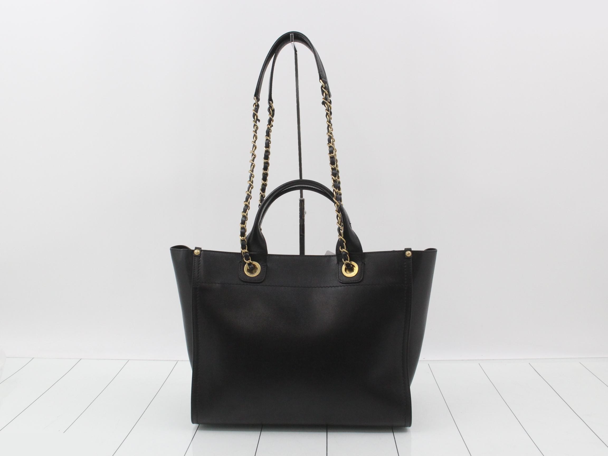 Deauville MM Caviar Skin 2-Way Tote Bag, Black — view 2