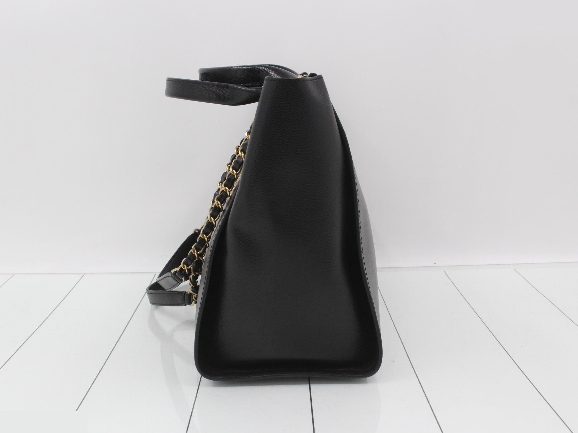 Deauville MM Caviar Skin 2-Way Tote Bag, Black — view 3