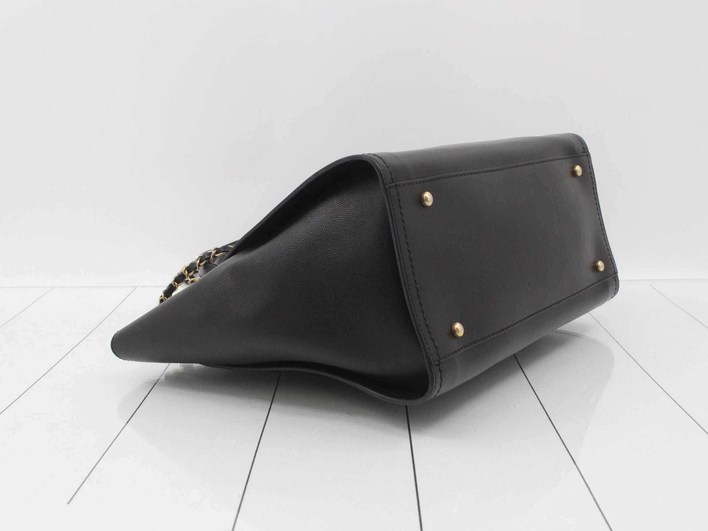 Deauville MM Caviar Skin 2-Way Tote Bag, Black — view 5