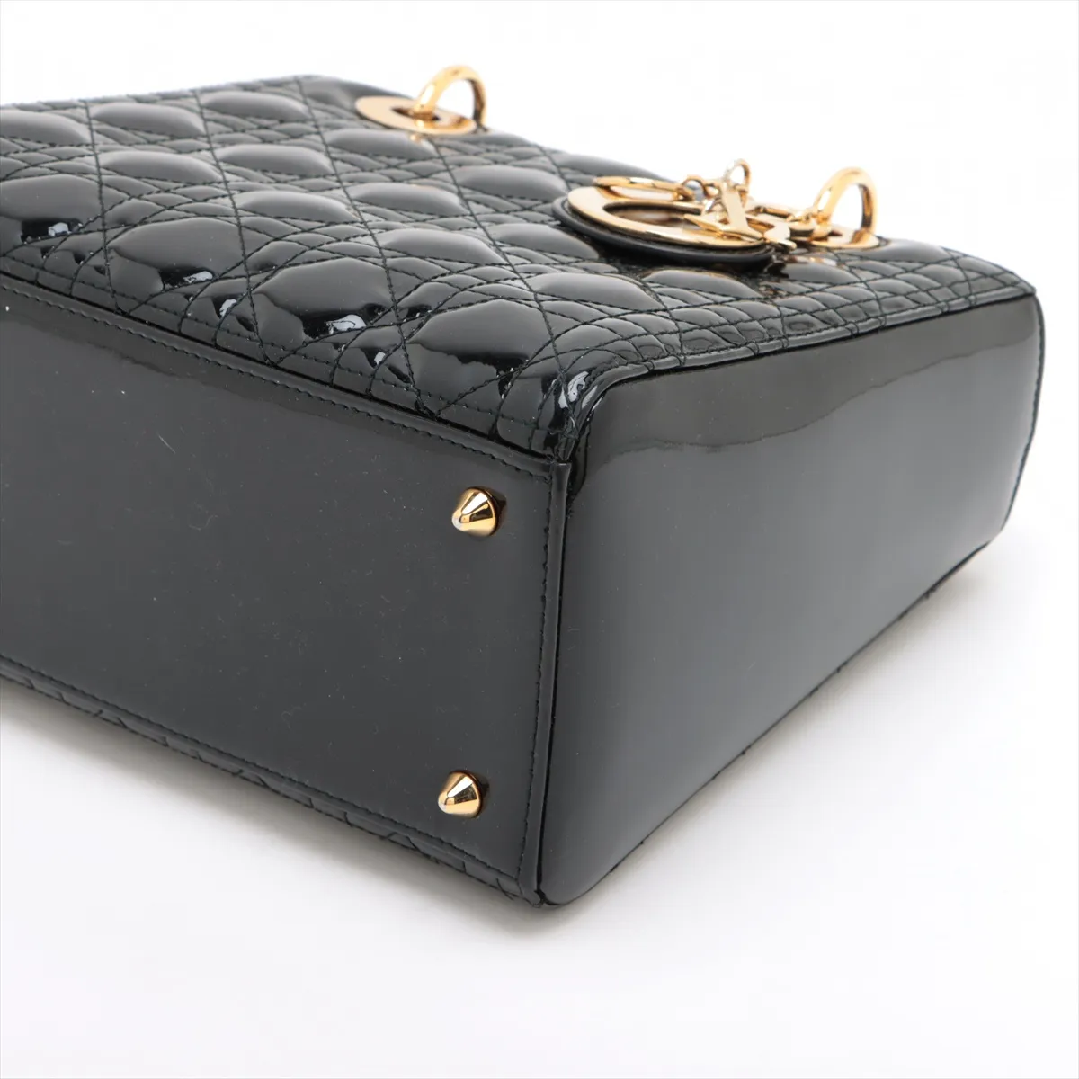 Cannage Lady Dior Patent Leather 2WAY Handbag Black — view 3