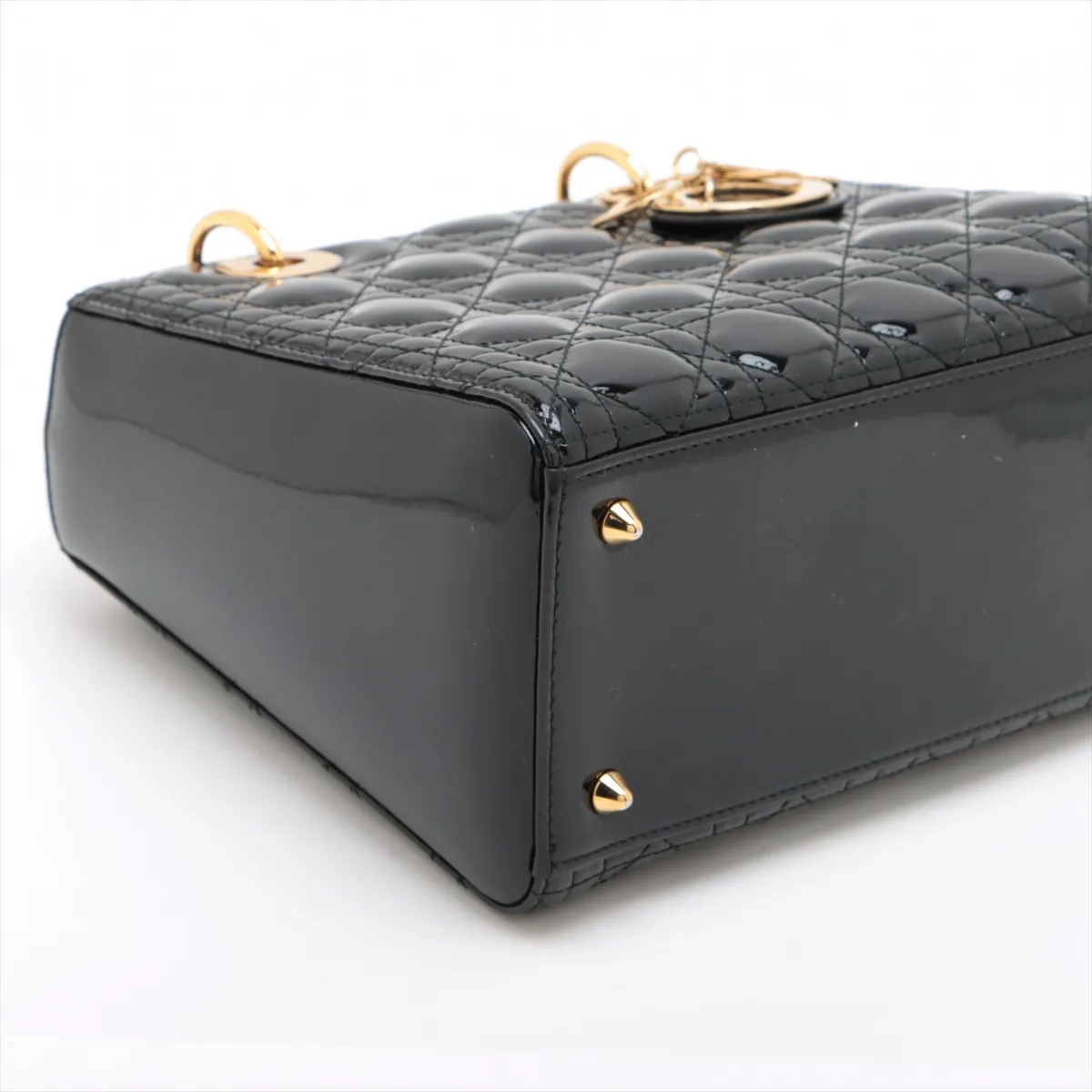 Cannage Lady Dior Patent Leather 2WAY Handbag Black — view 4