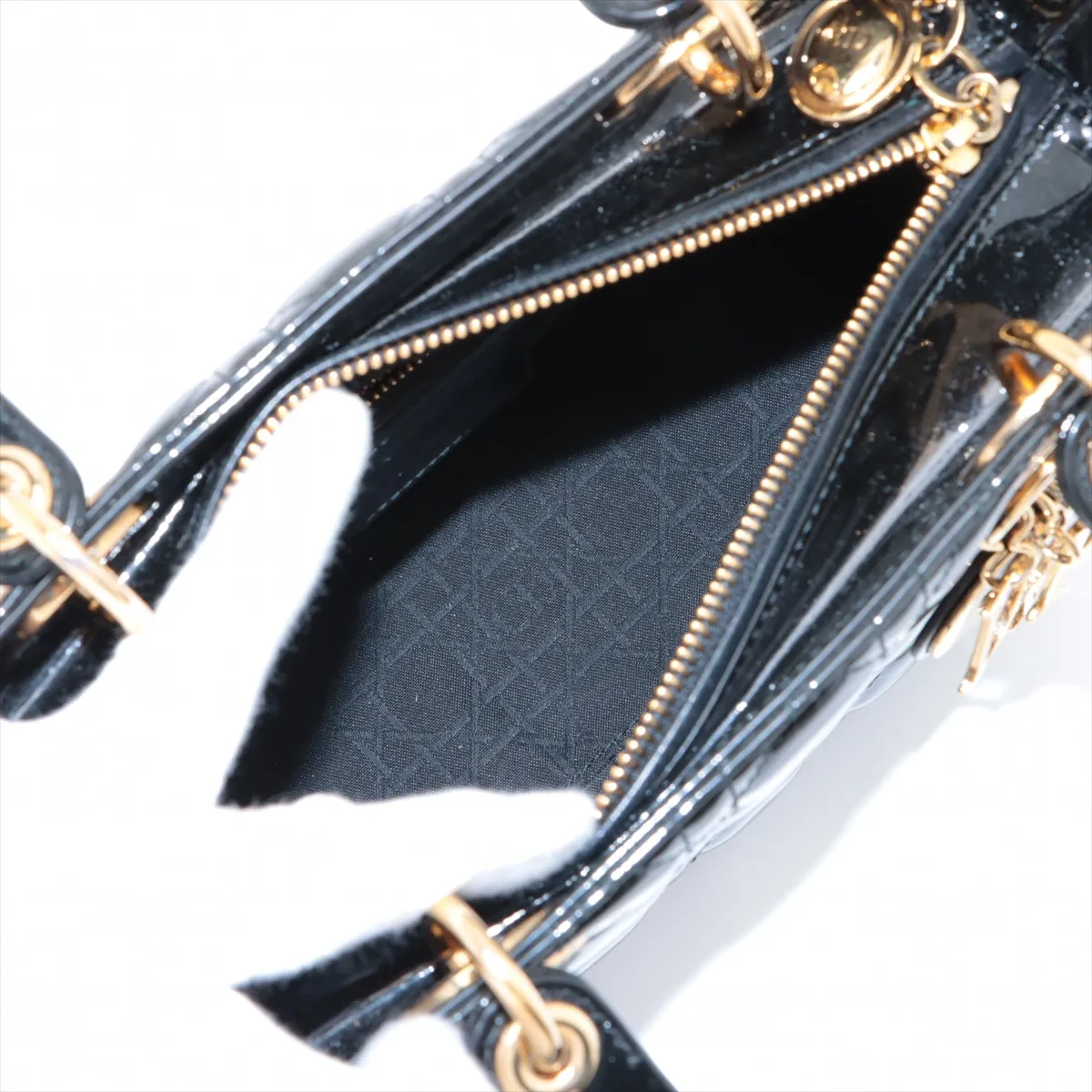 Cannage Lady Dior Patent Leather 2WAY Handbag Black — view 8