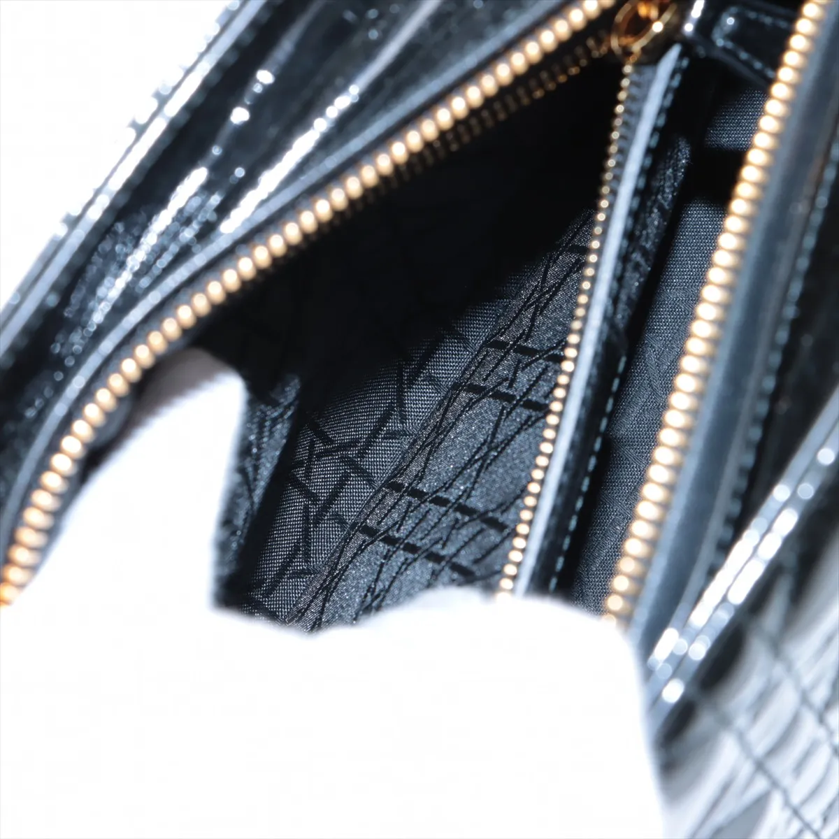 Cannage Lady Dior Patent Leather 2WAY Handbag Black — view 9