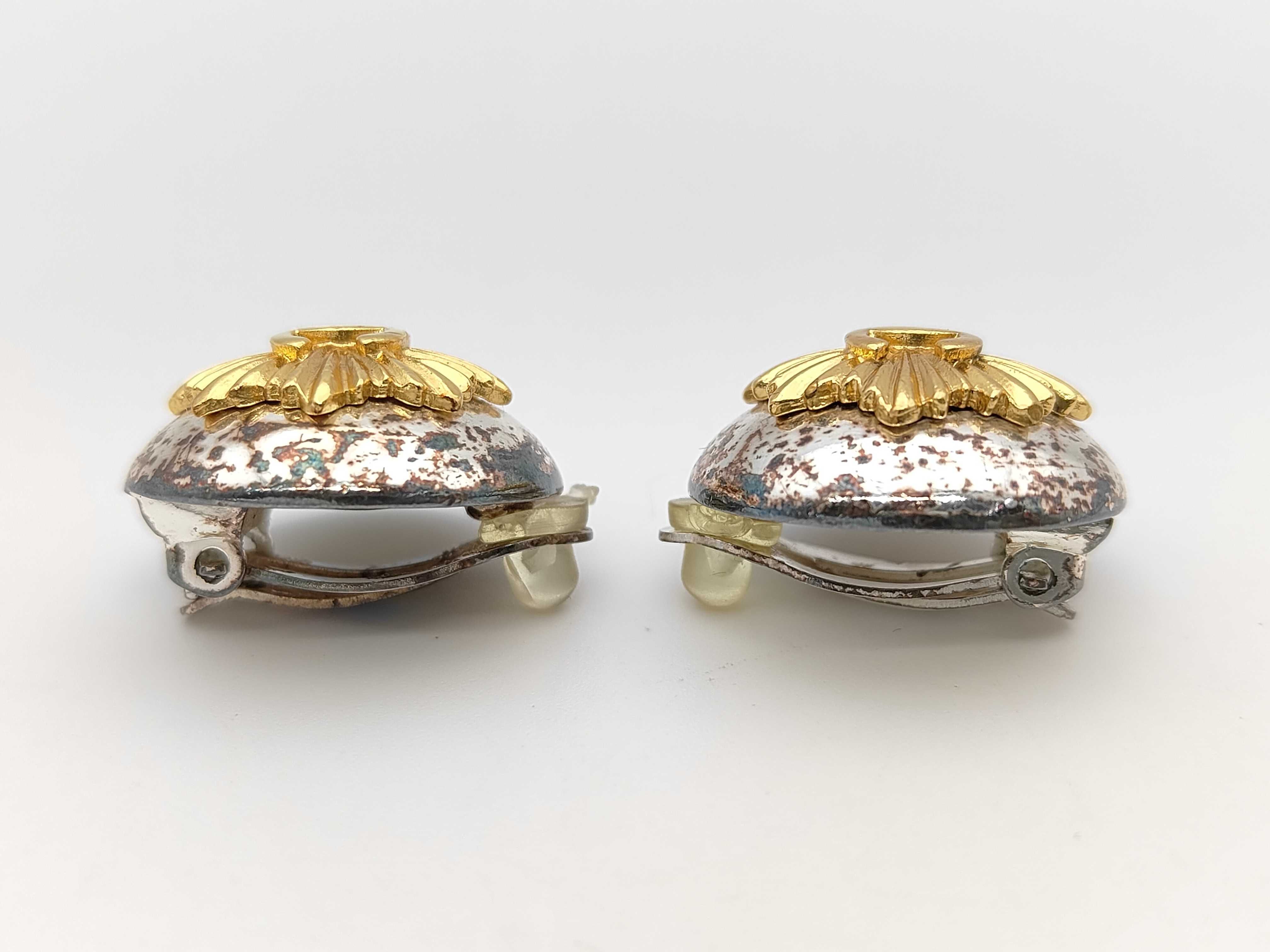 Silver Gold Metal Plated Vintage Coco Mark Earrings 96A Earrings — view 3