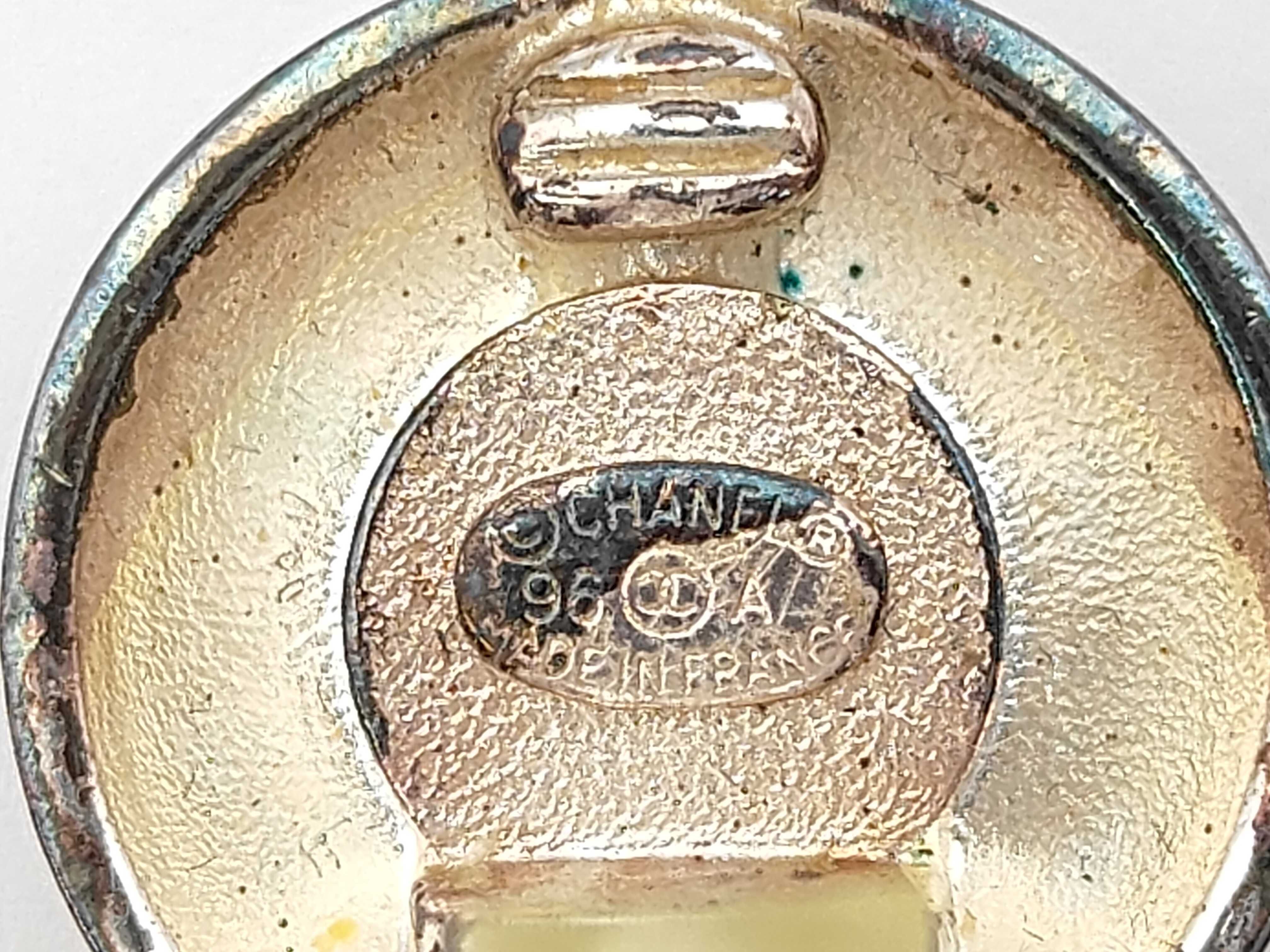 Silver Gold Metal Plated Vintage Coco Mark Earrings 96A Earrings — view 5